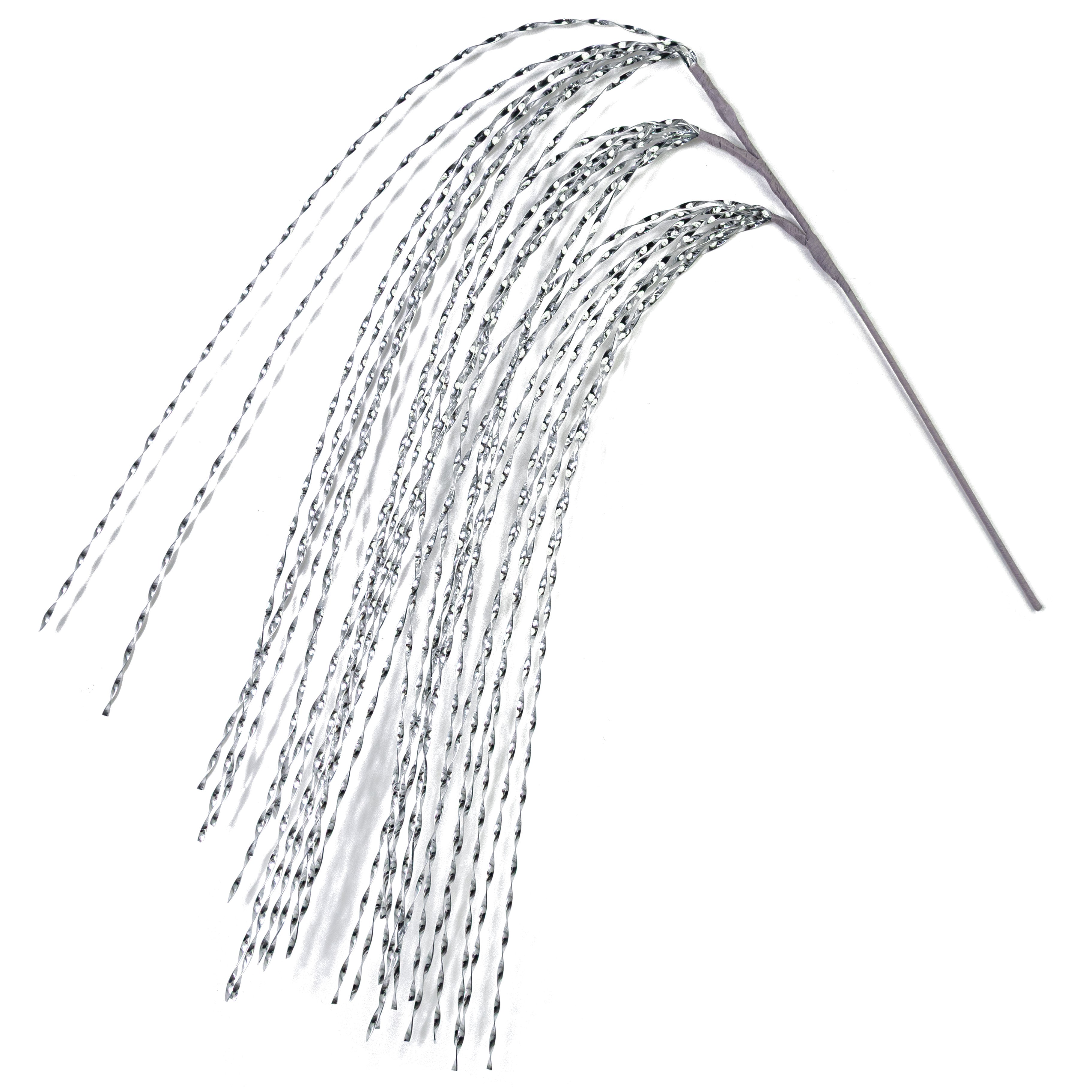 50" Spiraling Hanging Tinsel Spray: Metallic Silver