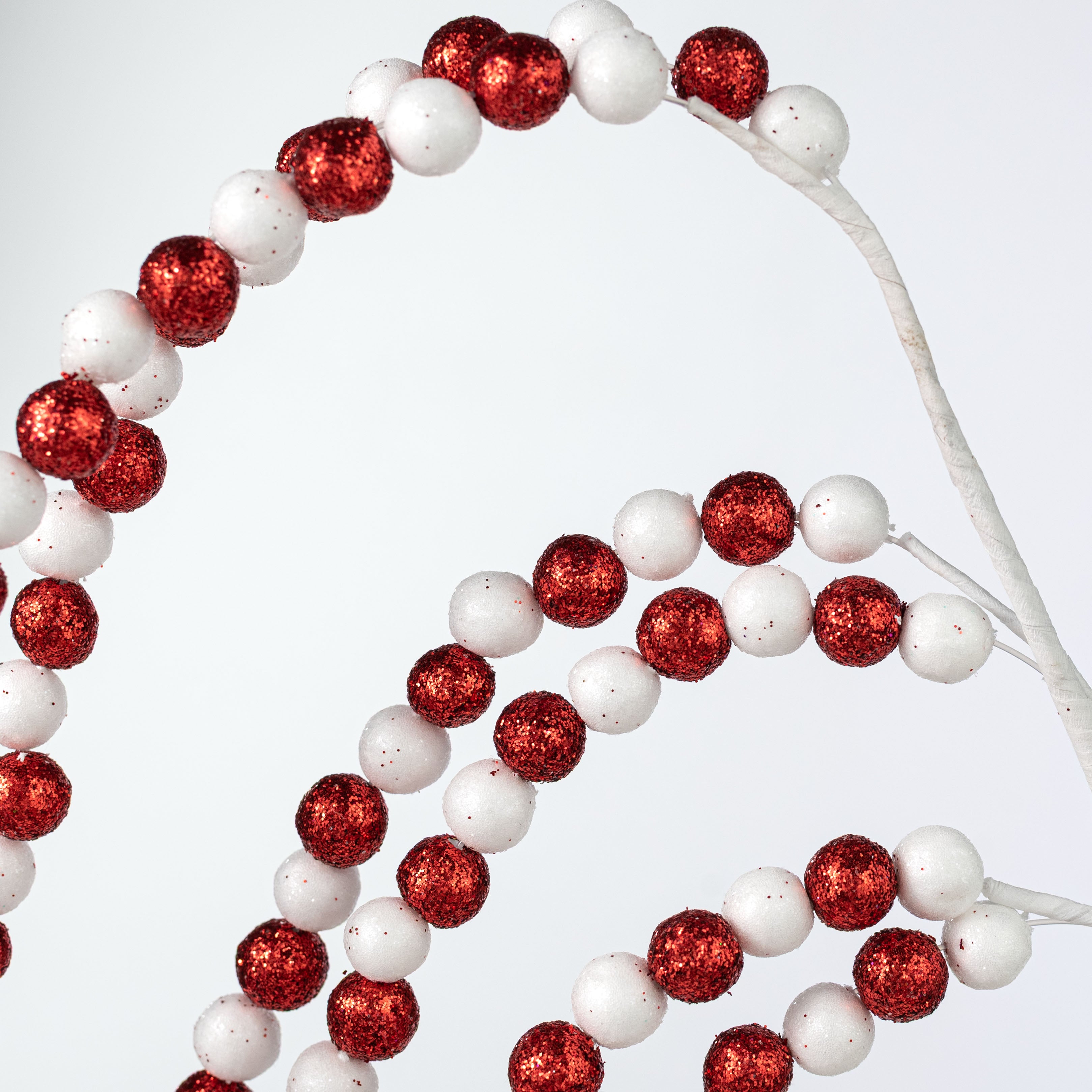 48" Hanging Glitter Ball Spray: Red & White