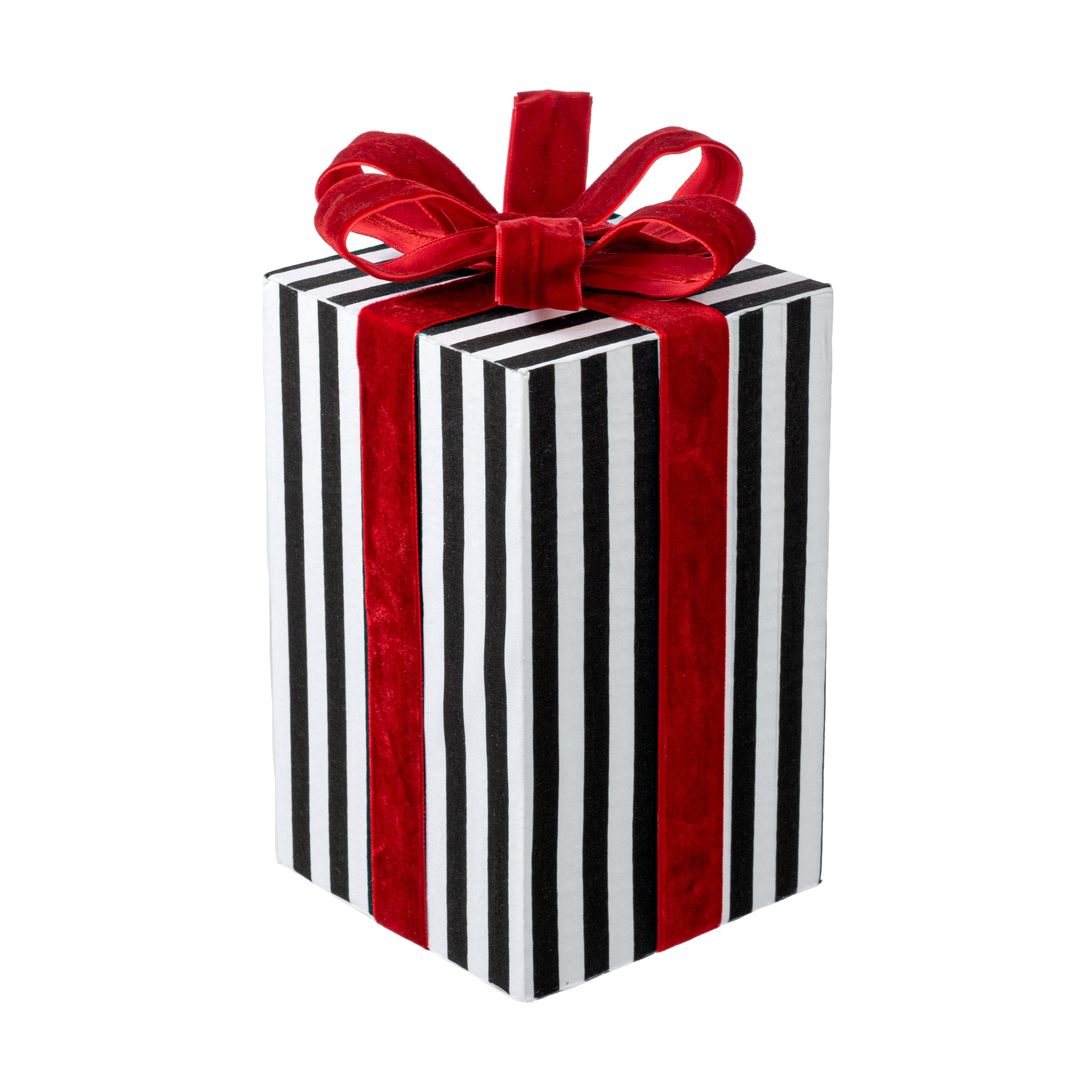 10" Stripe Gift Box Decoration: Black & White