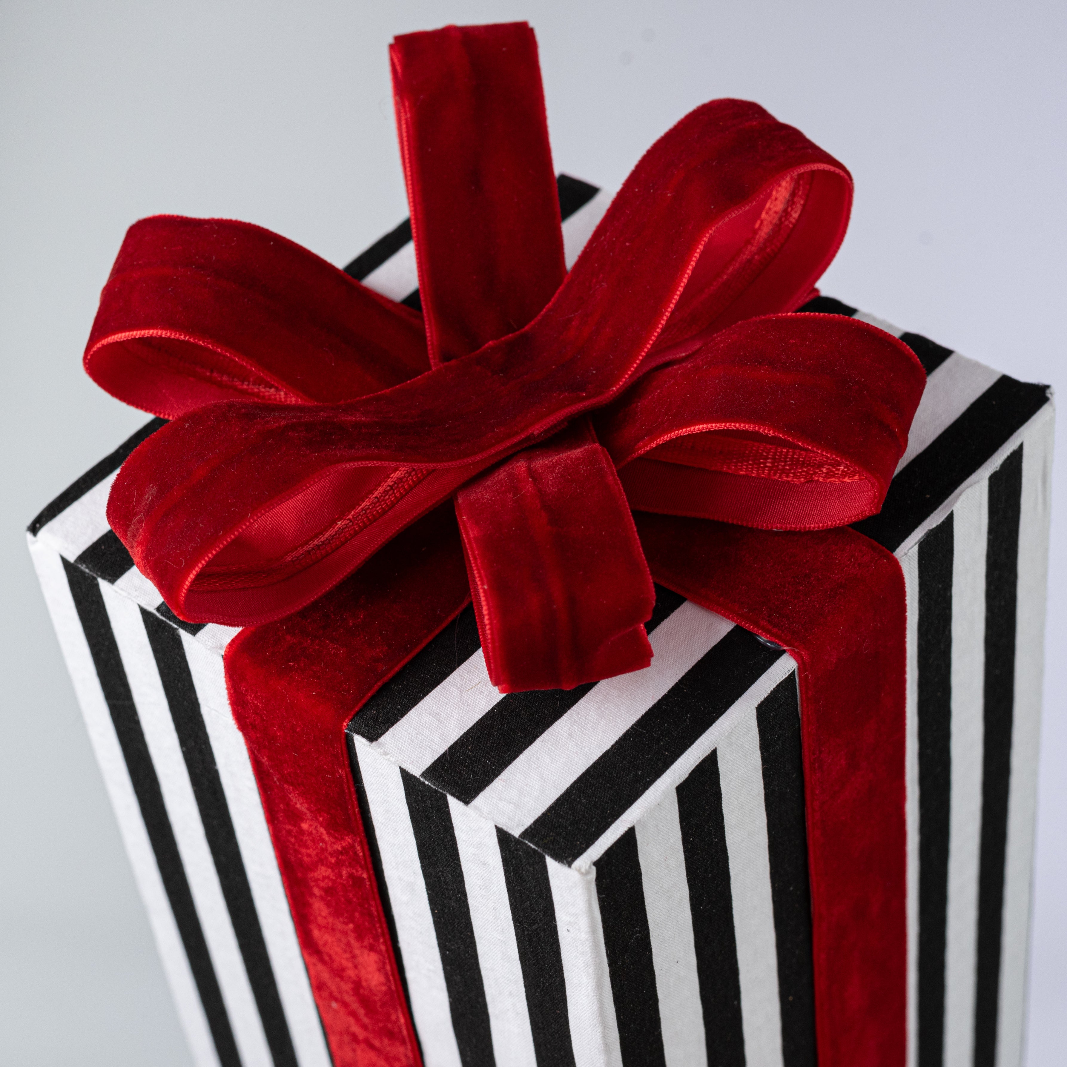 10" Stripe Gift Box Decoration: Black & White