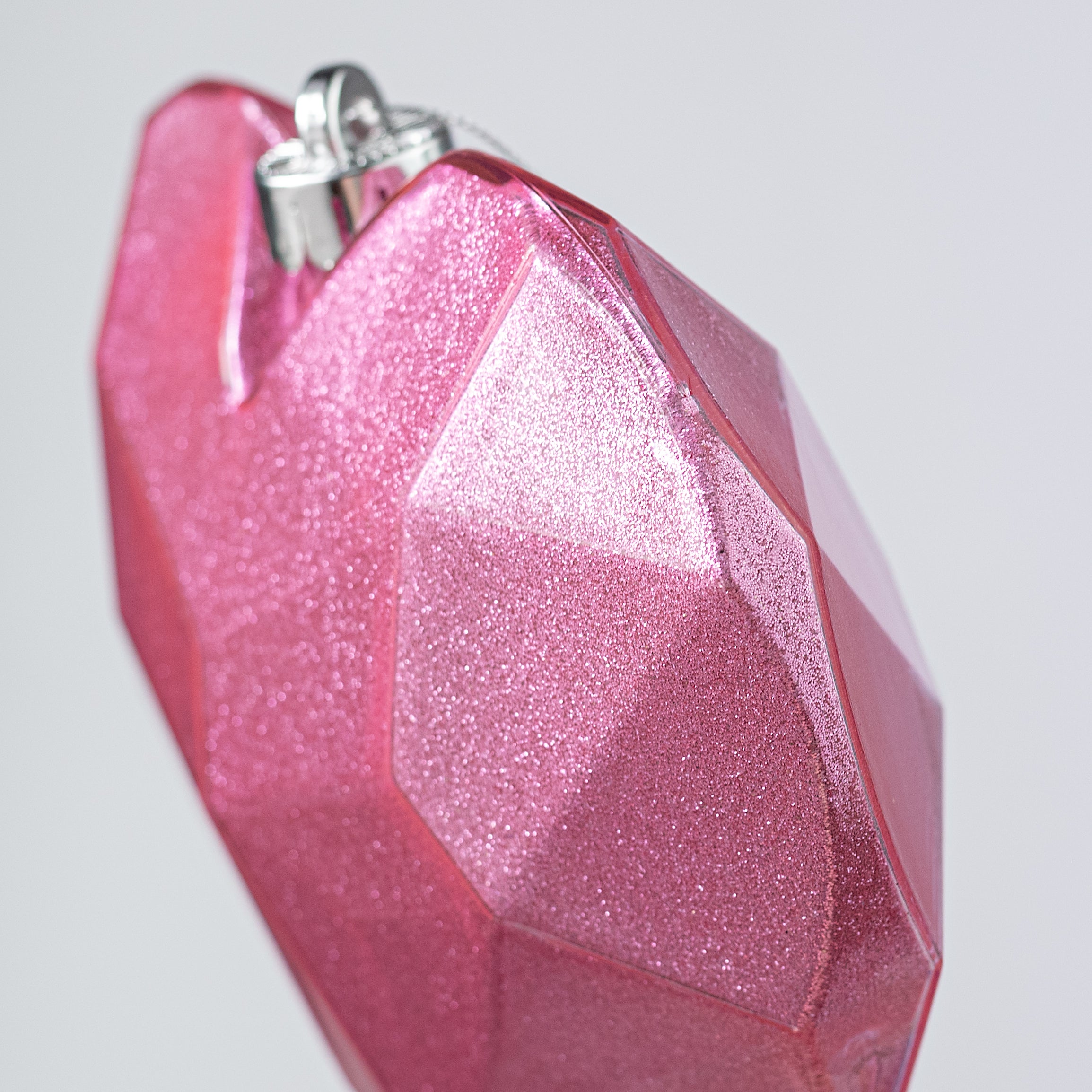 7.25" Heart Gem Ornament: Glitter Inside Pink