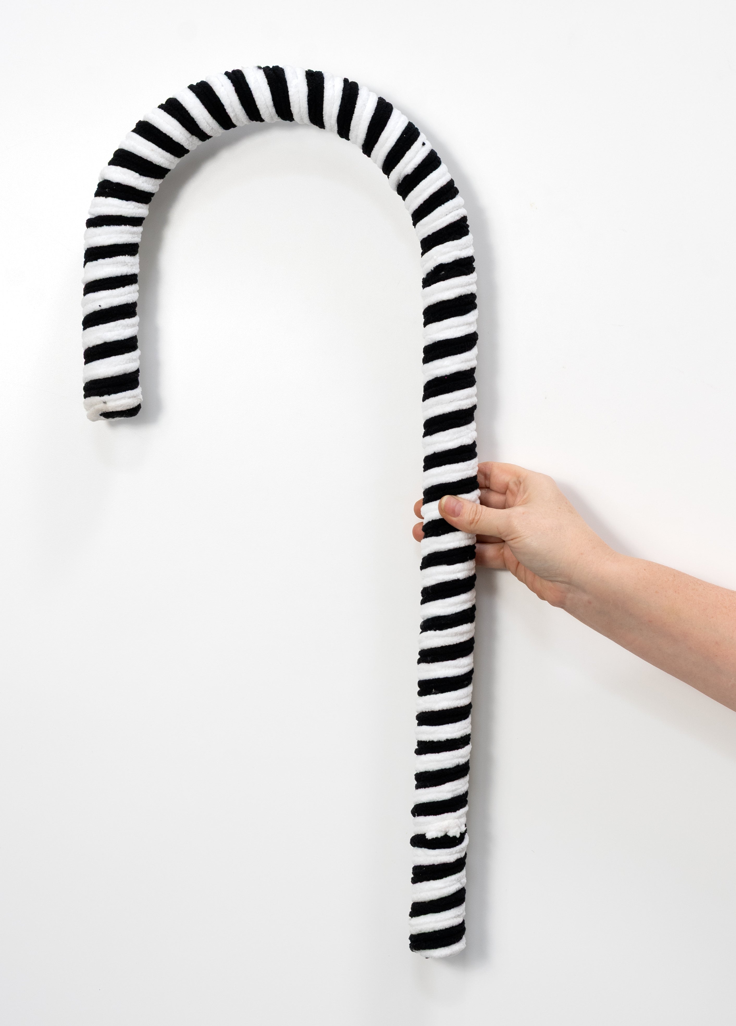 38" Velvet Peppermint Candy Cane Stick: Black & White