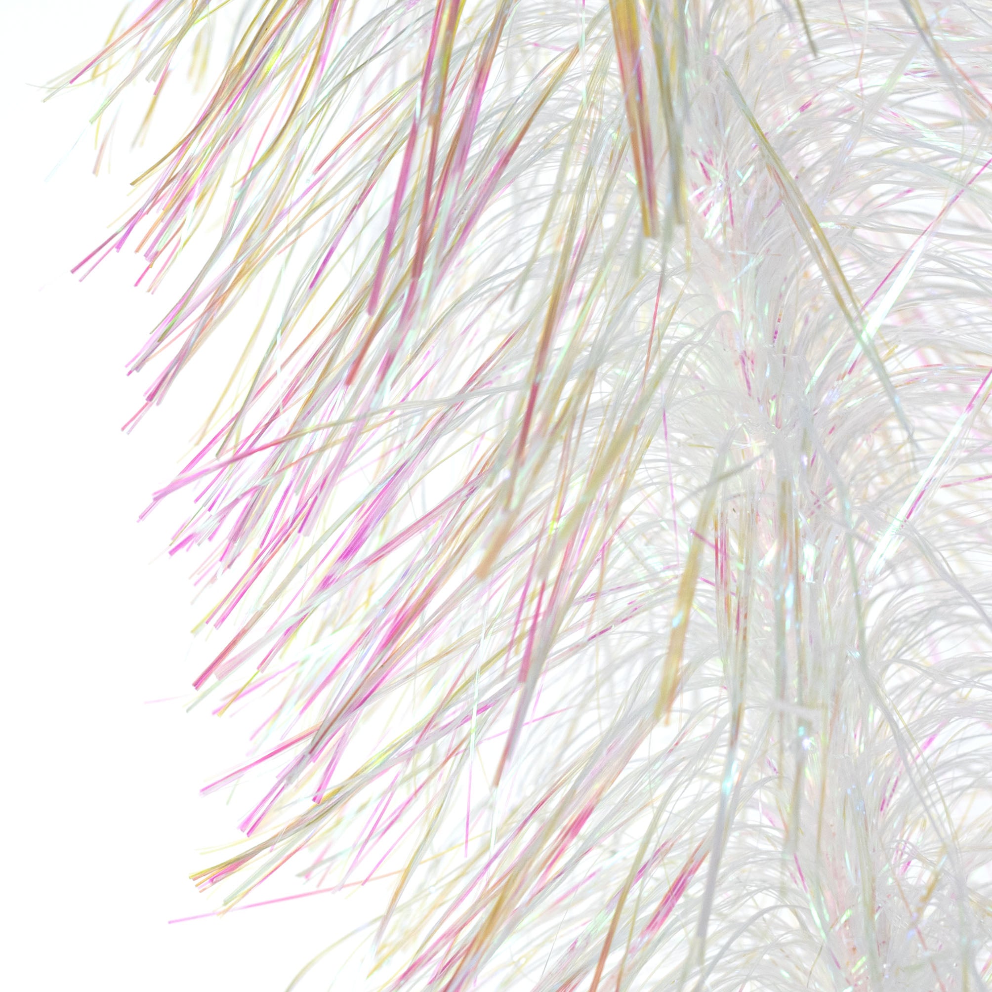 27" Fluffy Tinsel Spike Pick: Iridescent White