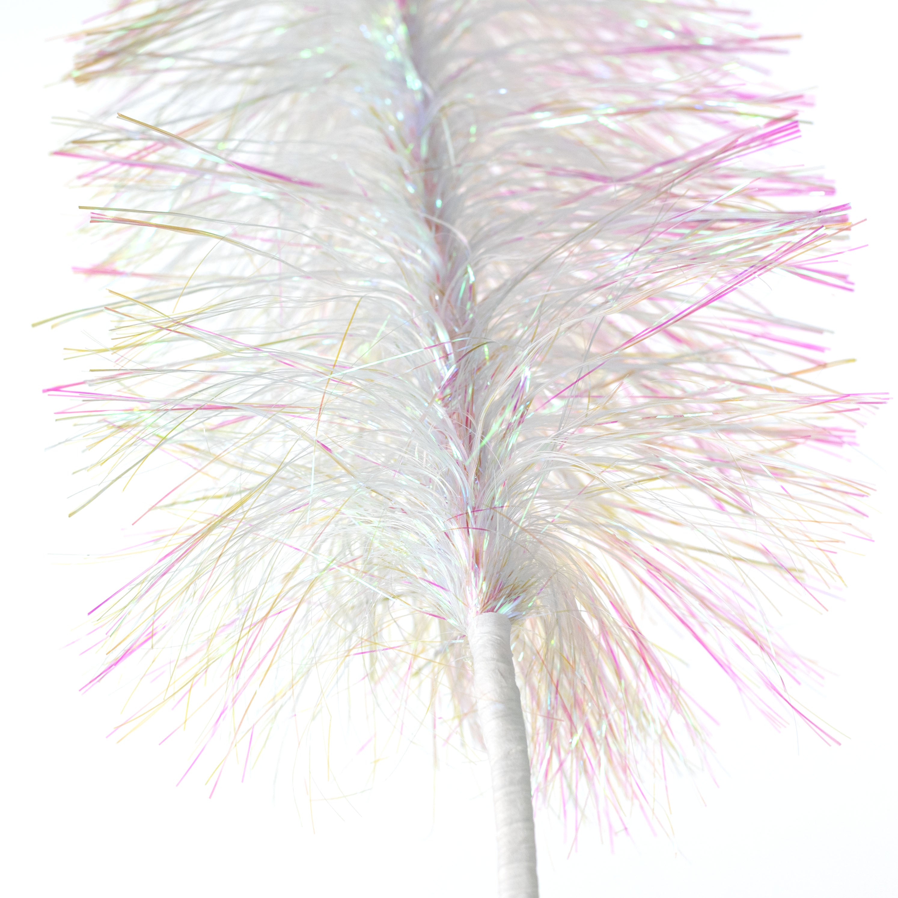 27" Fluffy Tinsel Spike Pick: Iridescent White