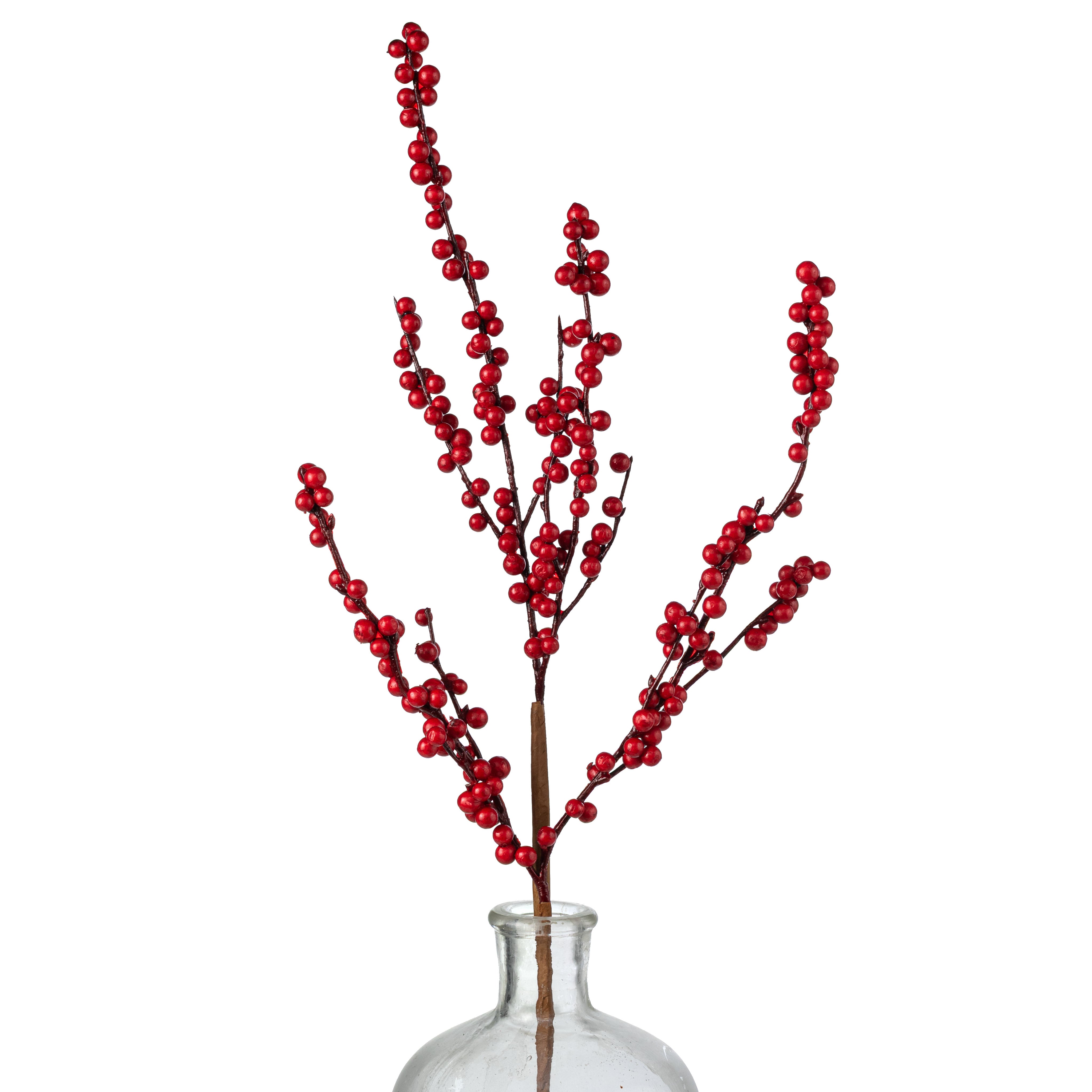 24" Waterproof Berry Clusters Twig Spray: Red