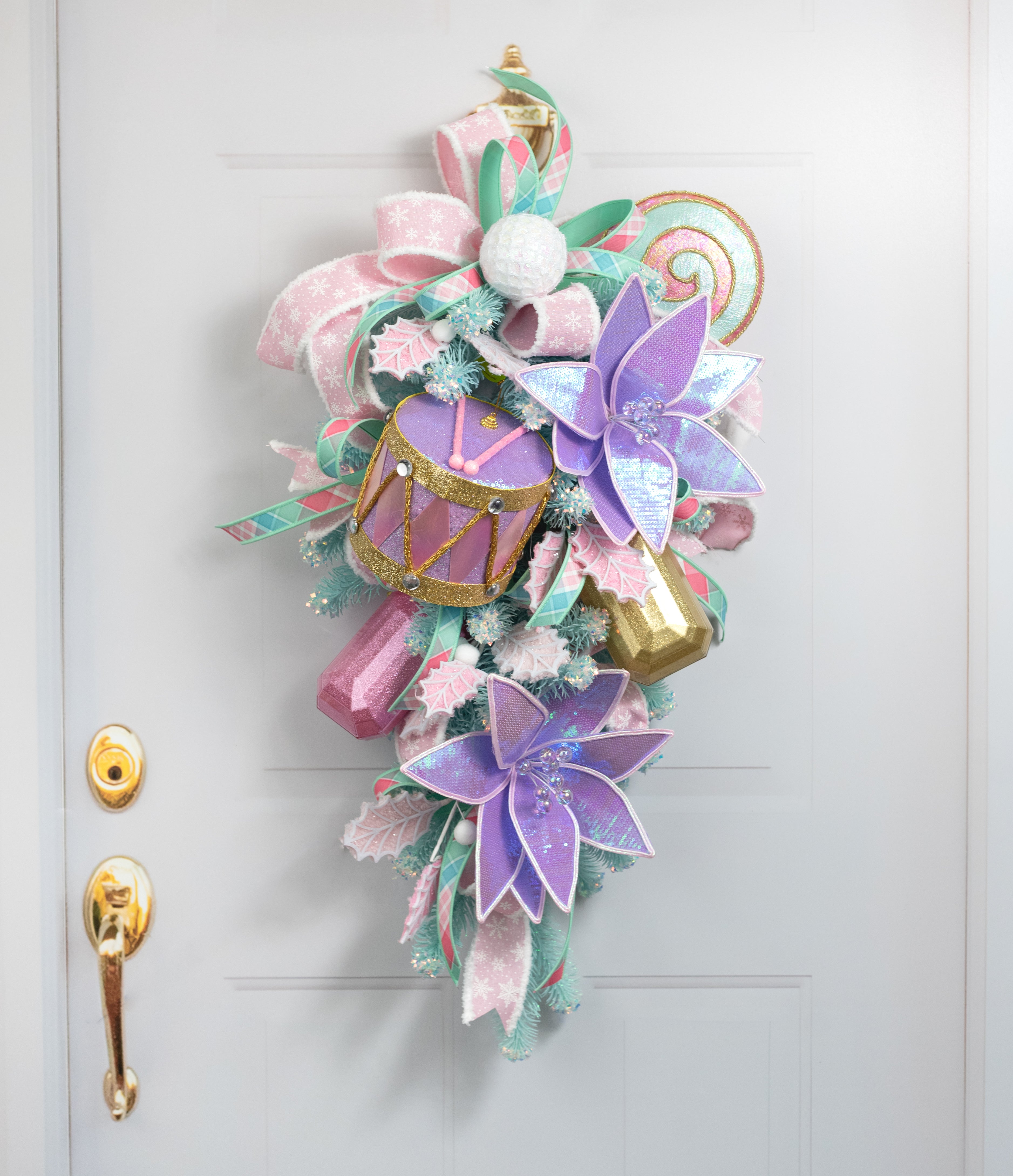 6" Nutcracker Drum Ornament: Pink & Lavender