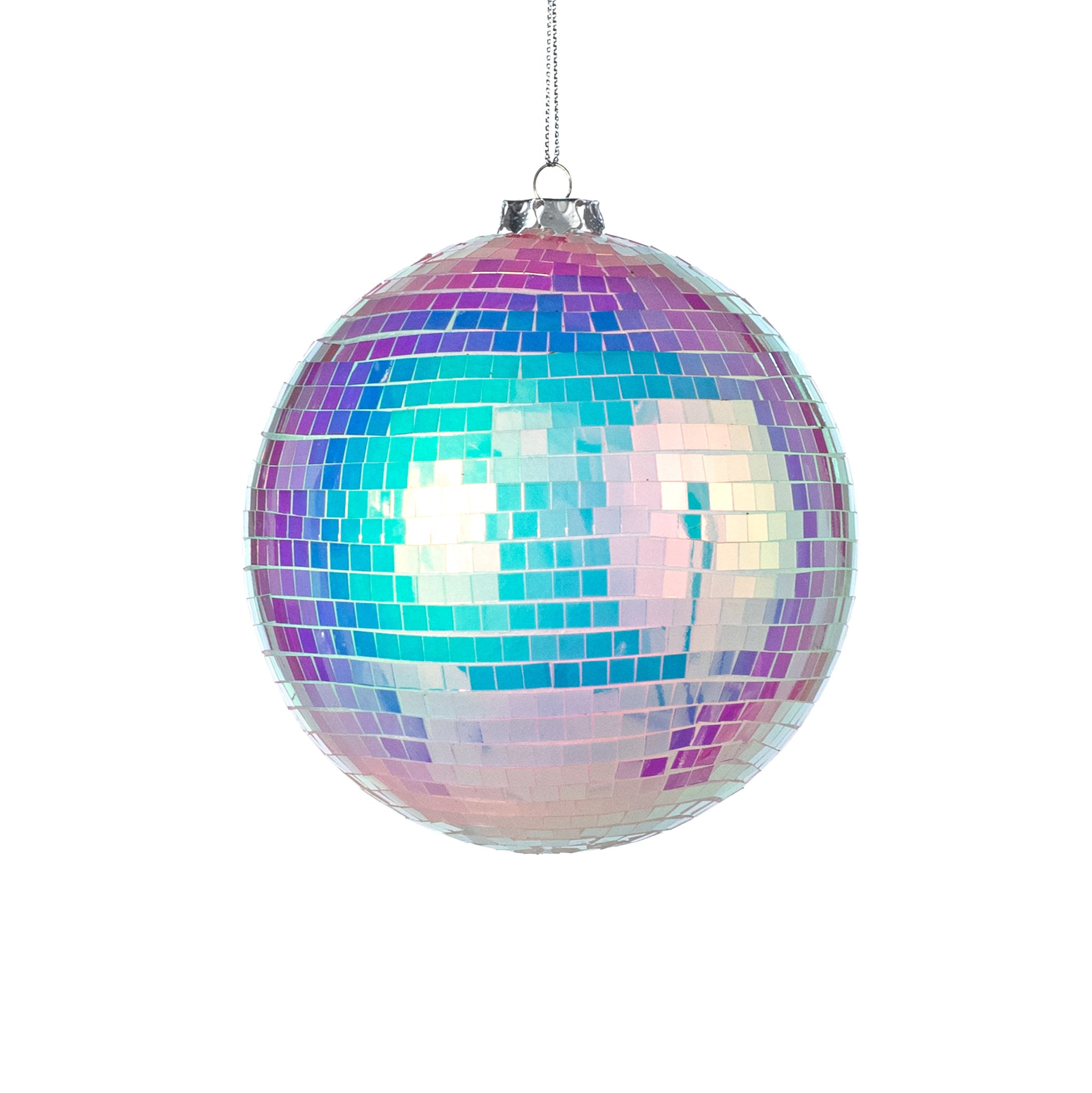 120mm Mirror Disco Ball Ornament: Iridescent White