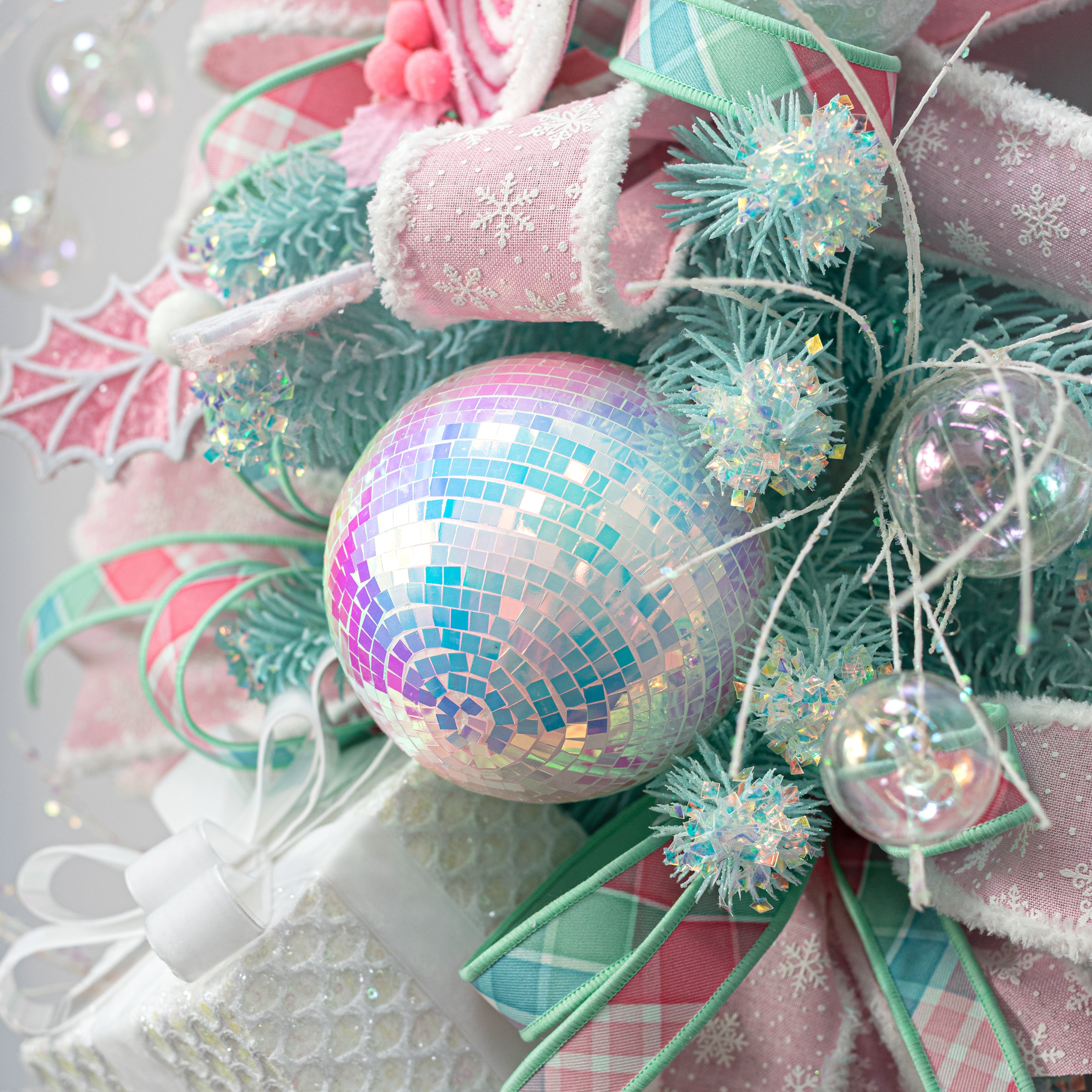 120mm Mirror Disco Ball Ornament: Iridescent White