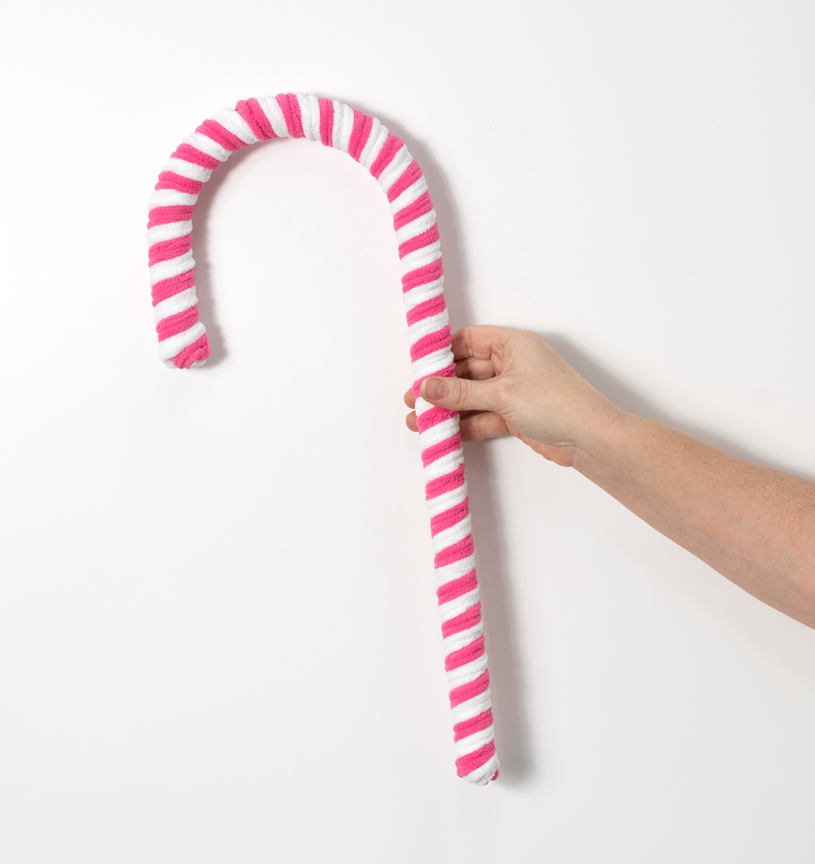 28" Velvet Peppermint Candy Cane Stick: Pink & White