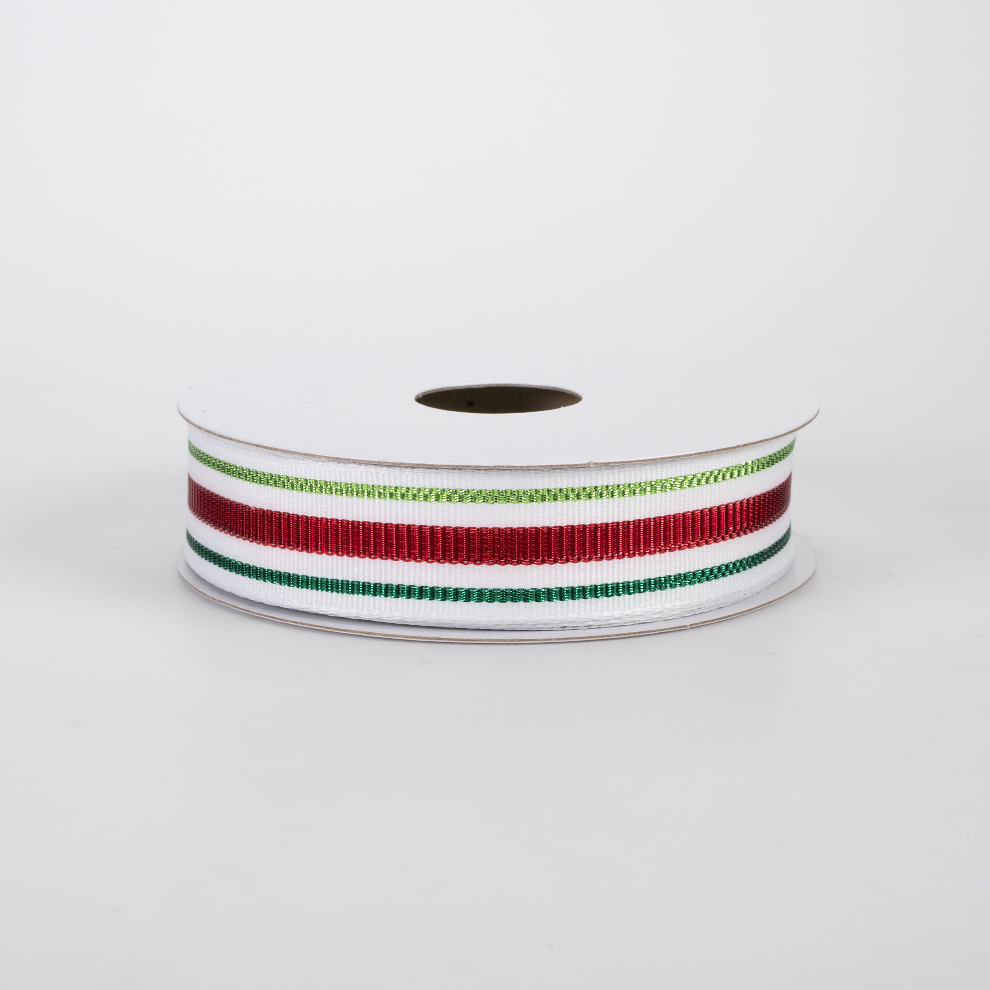 7/8" Metallic Woven Stripes Ribbon: Christmas (10 Yards)