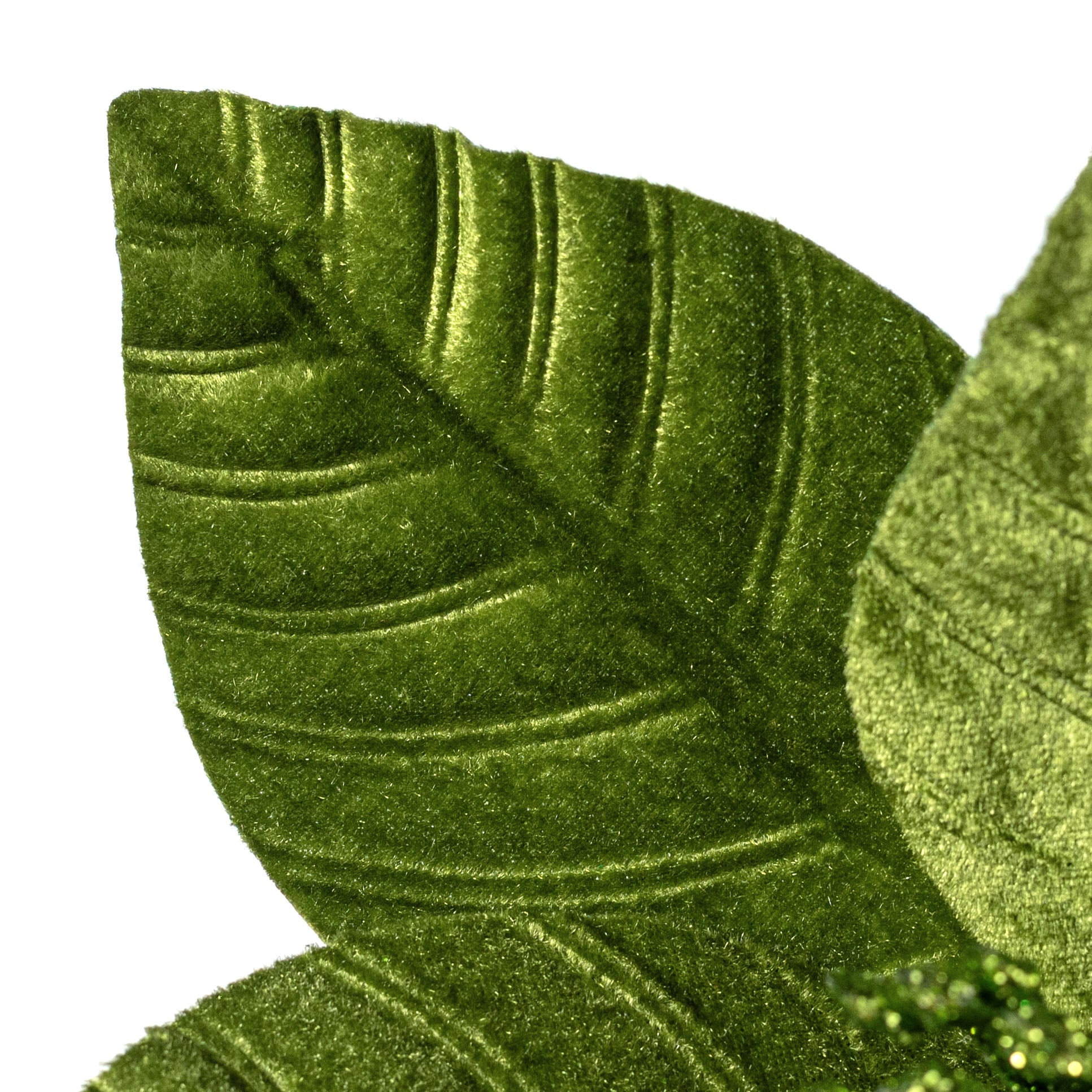 24" Velvet Poinsettia Stem: Olive Green