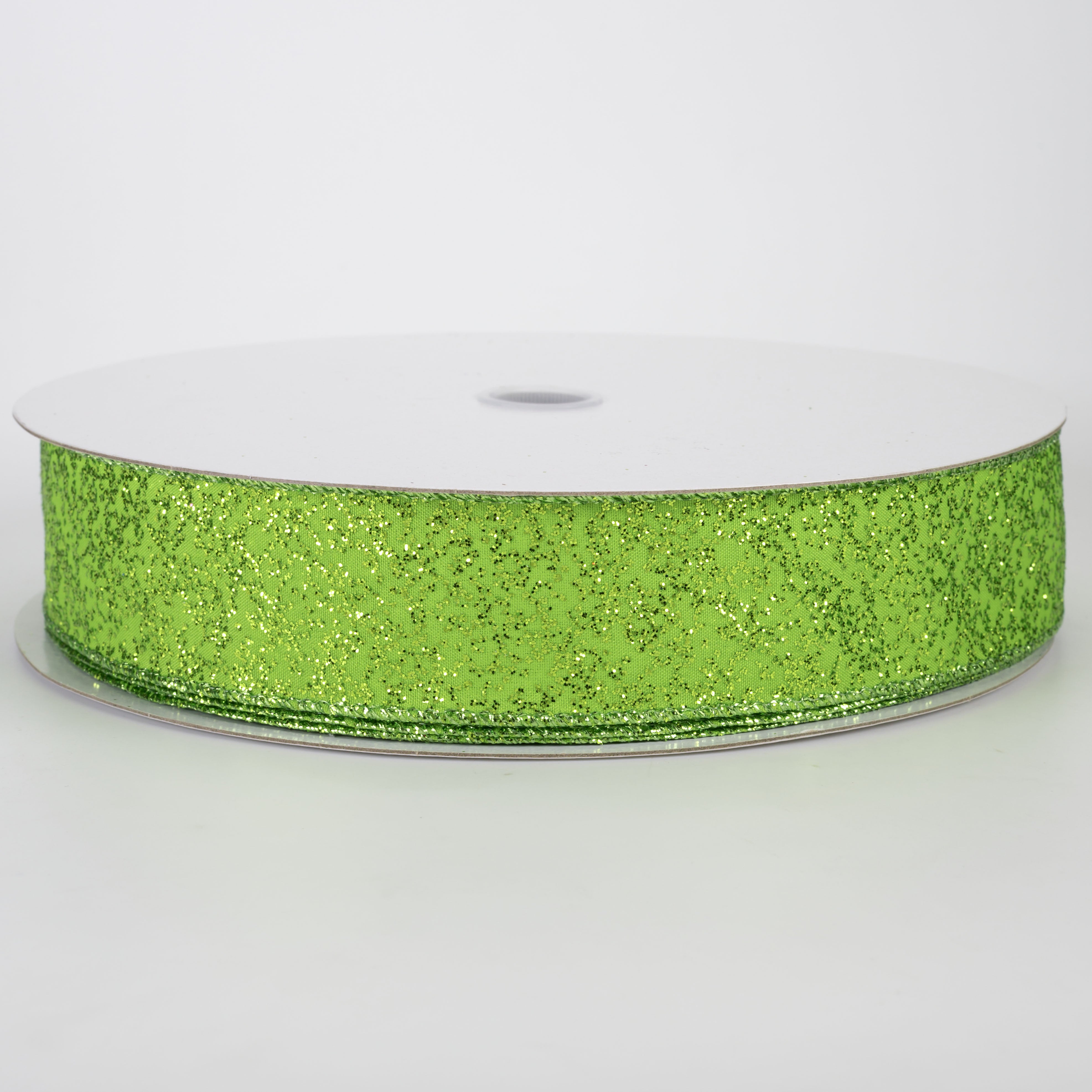 1.5" Mini Glitter Dots Ribbon: Lime Green (50 Yards)