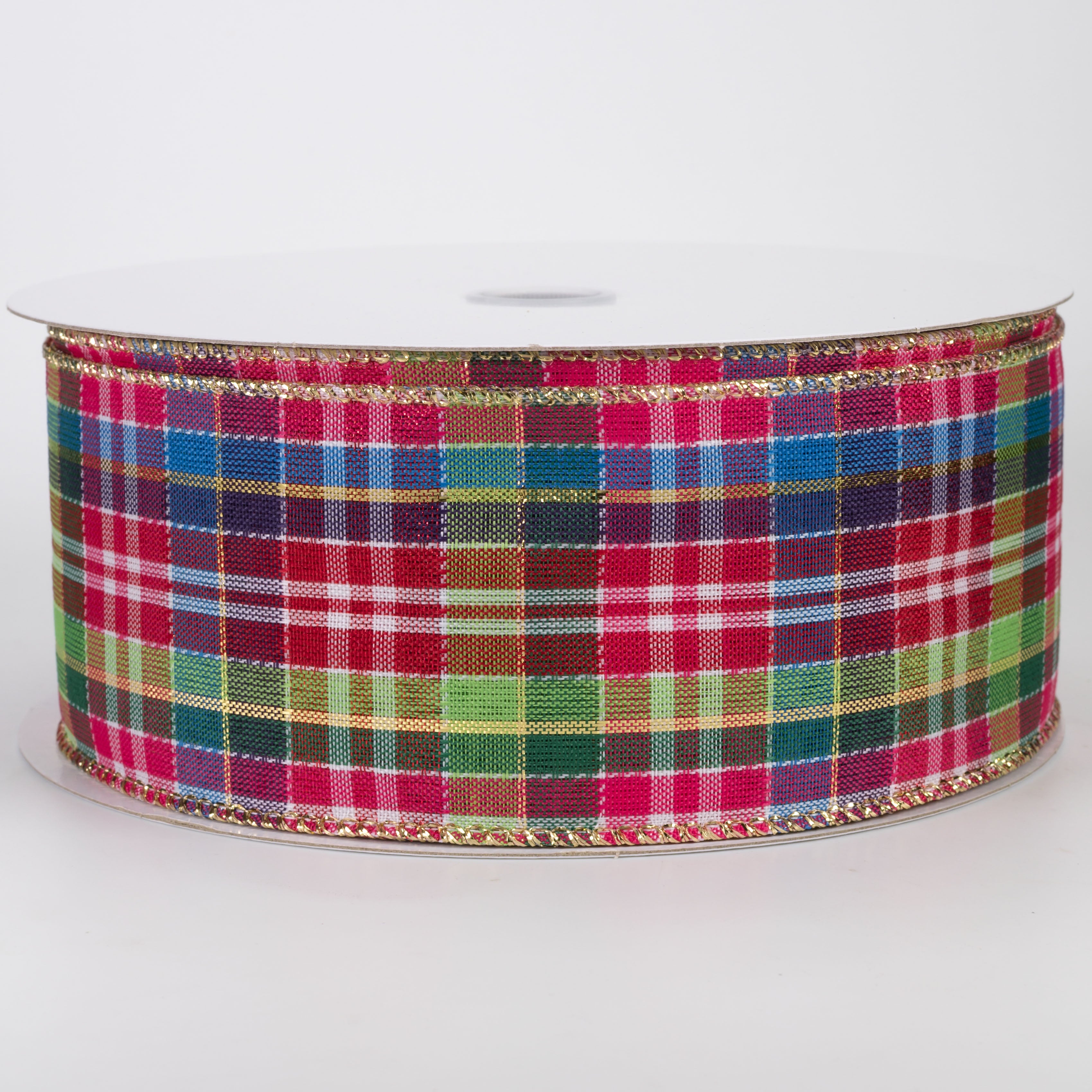 2.5" Christmas Fun & Bright Woven Plaid Ribbon (50 Yards)