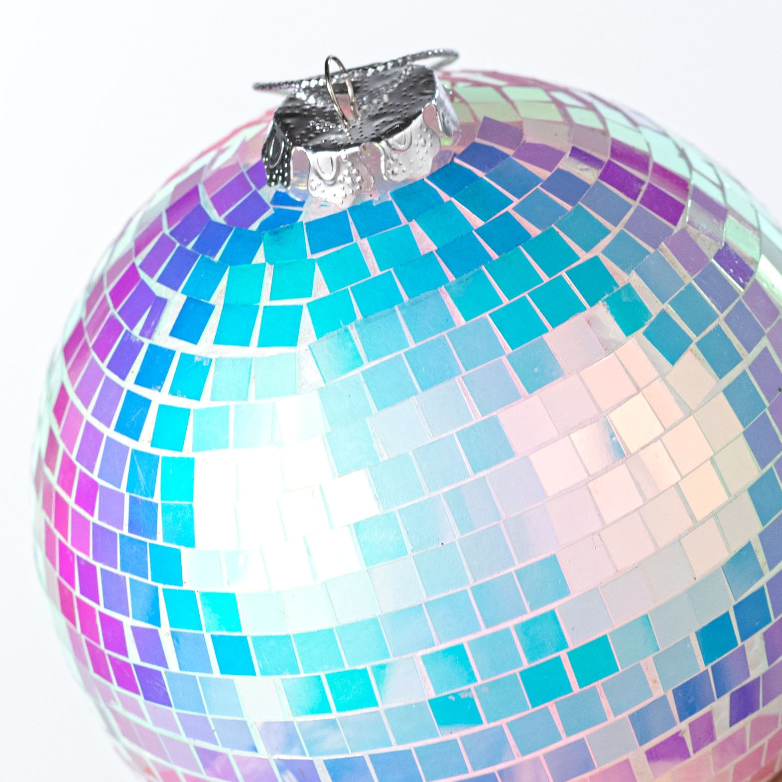 100mm Mirror Disco Ball Ornament: Iridescent White