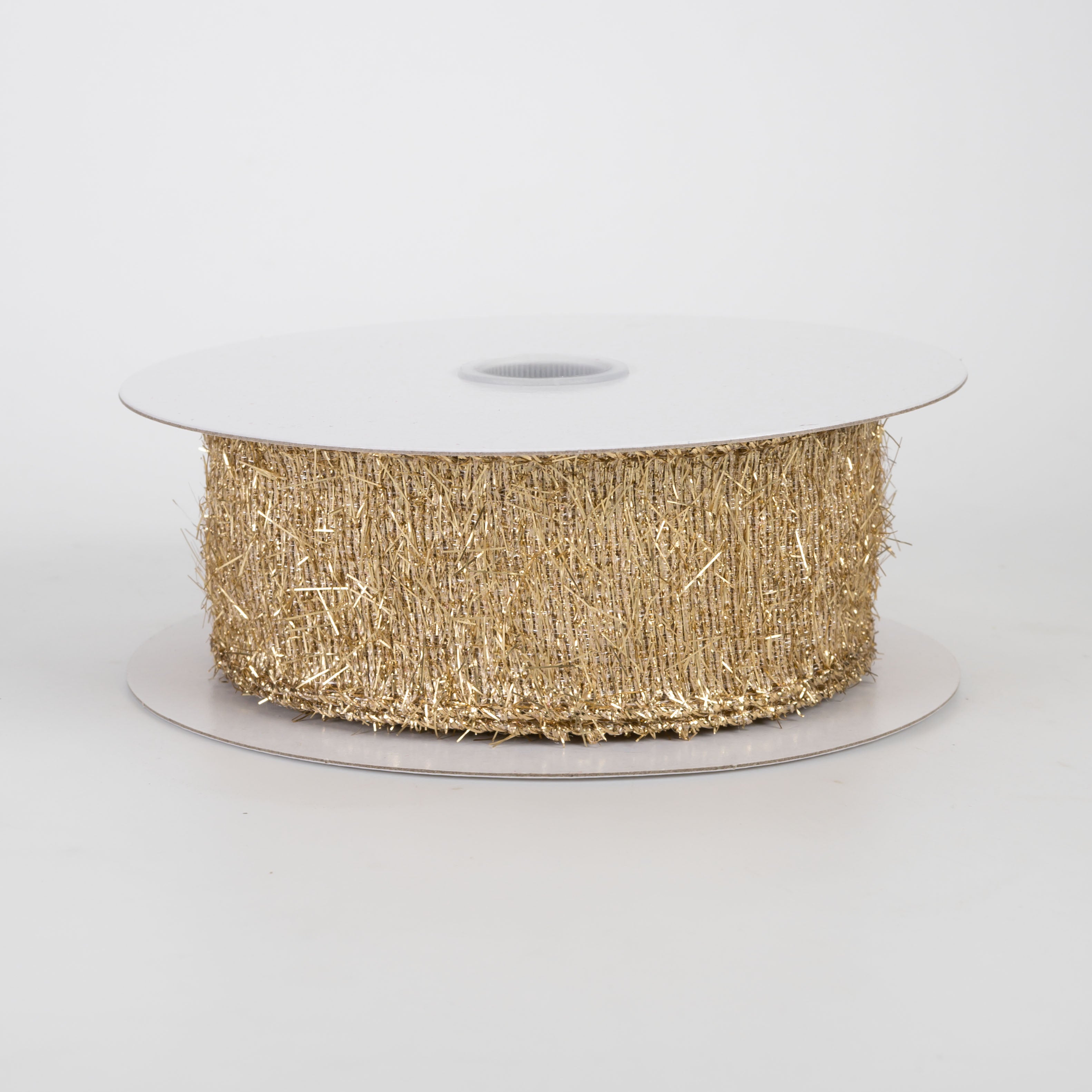 1.5" Tinsel Linen Ribbon: Muted Metallic Gold (10 Yards)
