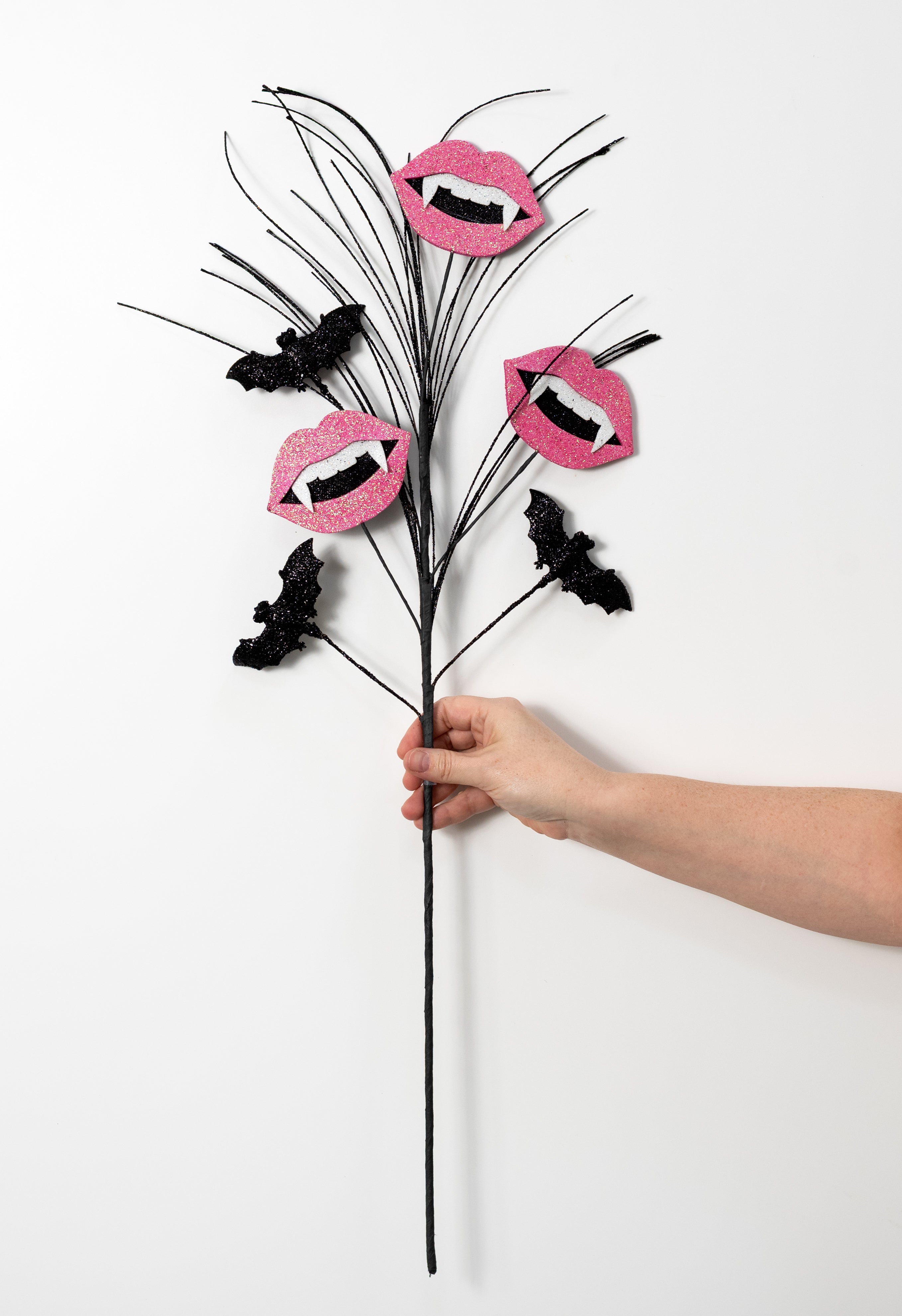 26" Glittered Foam Bats & Vampire Lips Spray: Pink
