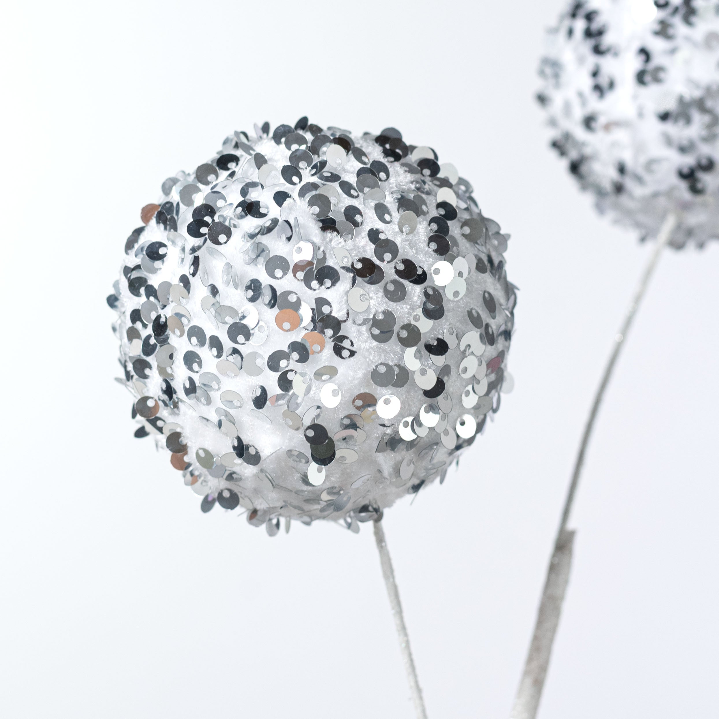 26" Sequined Fabric Ball Spray: Silver