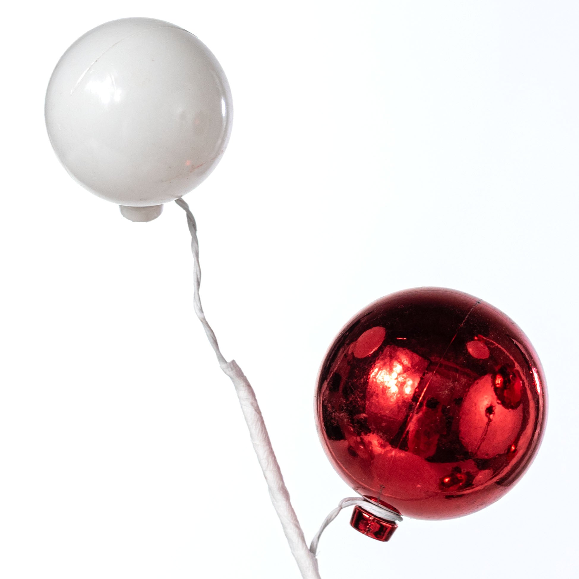 30" Metallic Ball Ornaments Spray: Red & White