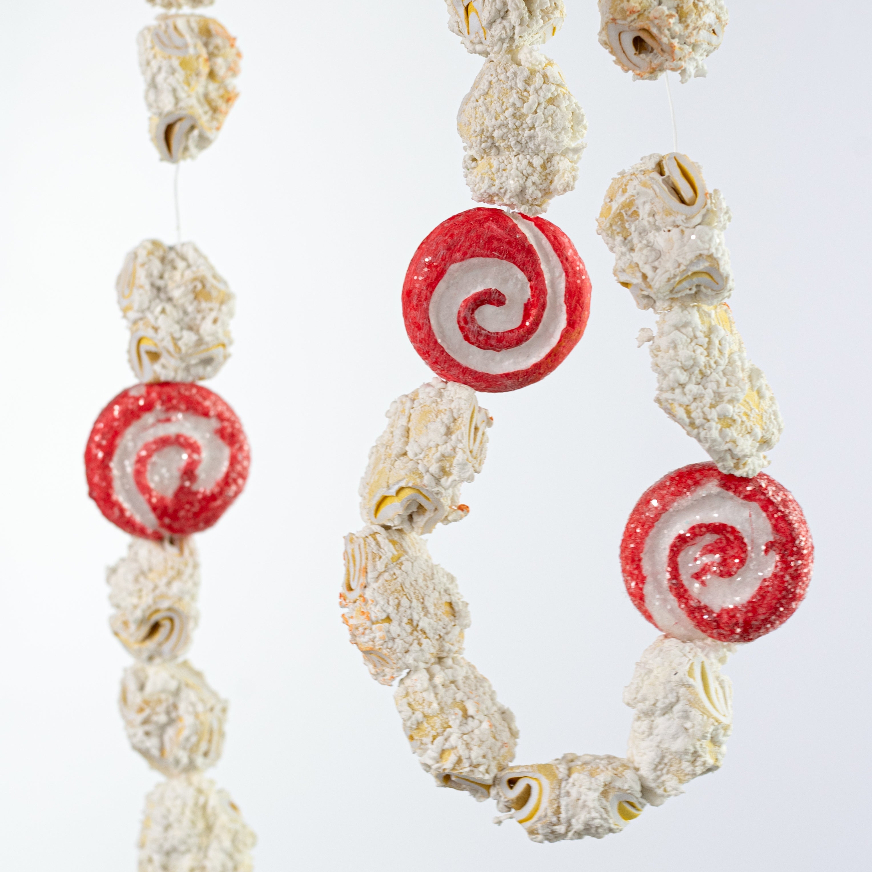 5' Faux Popcorn & Peppermints Garland