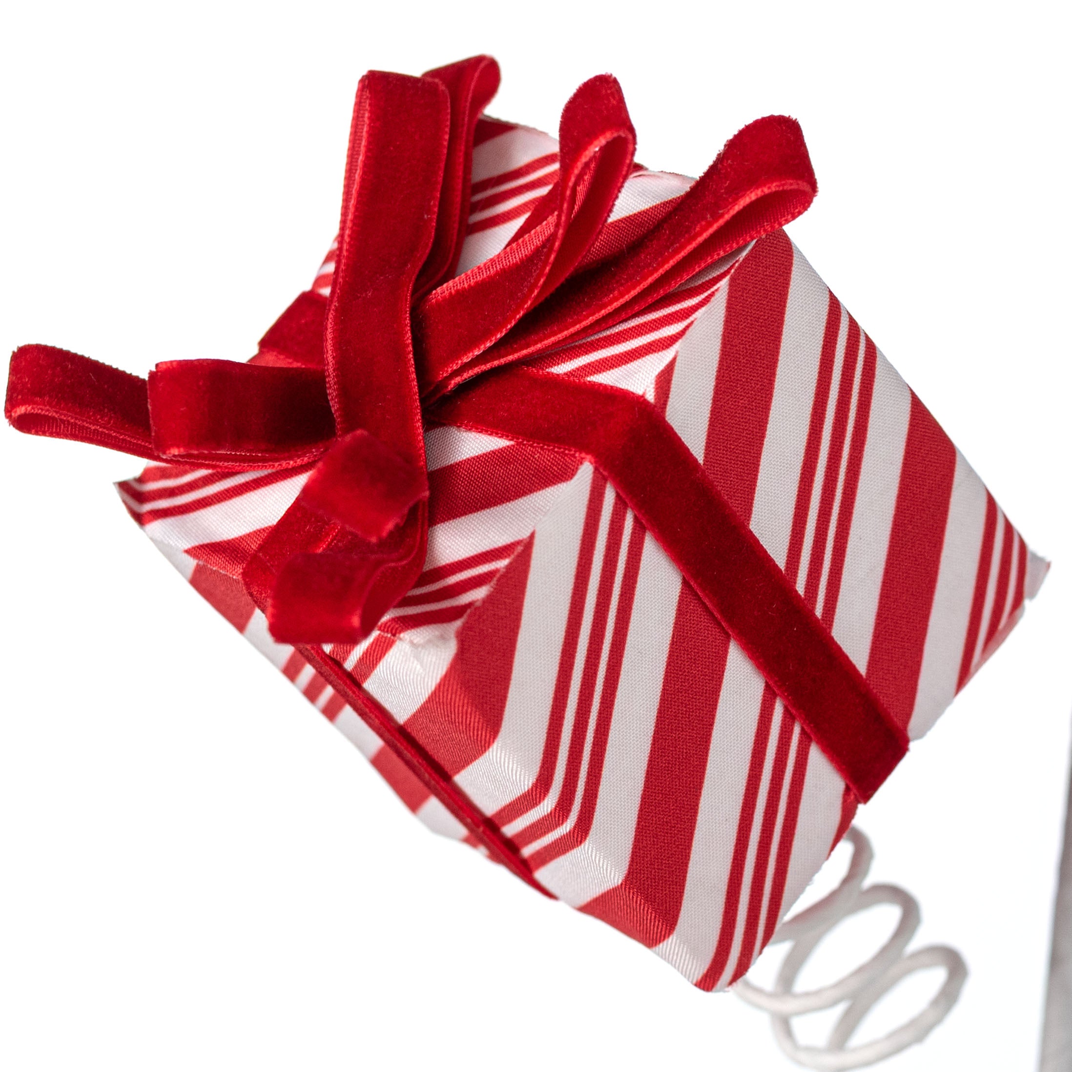 26" Stripe Gift Box Spray: Red & White Peppermint