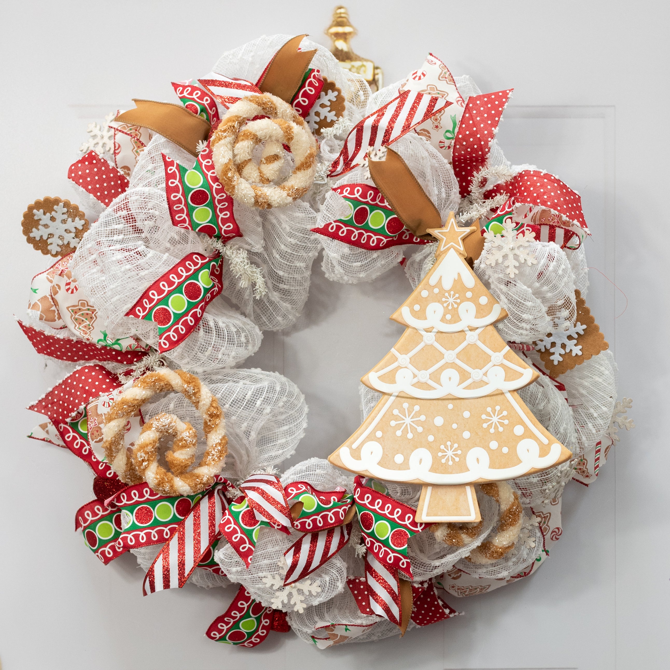 12" Metal Embossed Sign: Gingerbread Cookie Christmas Tree