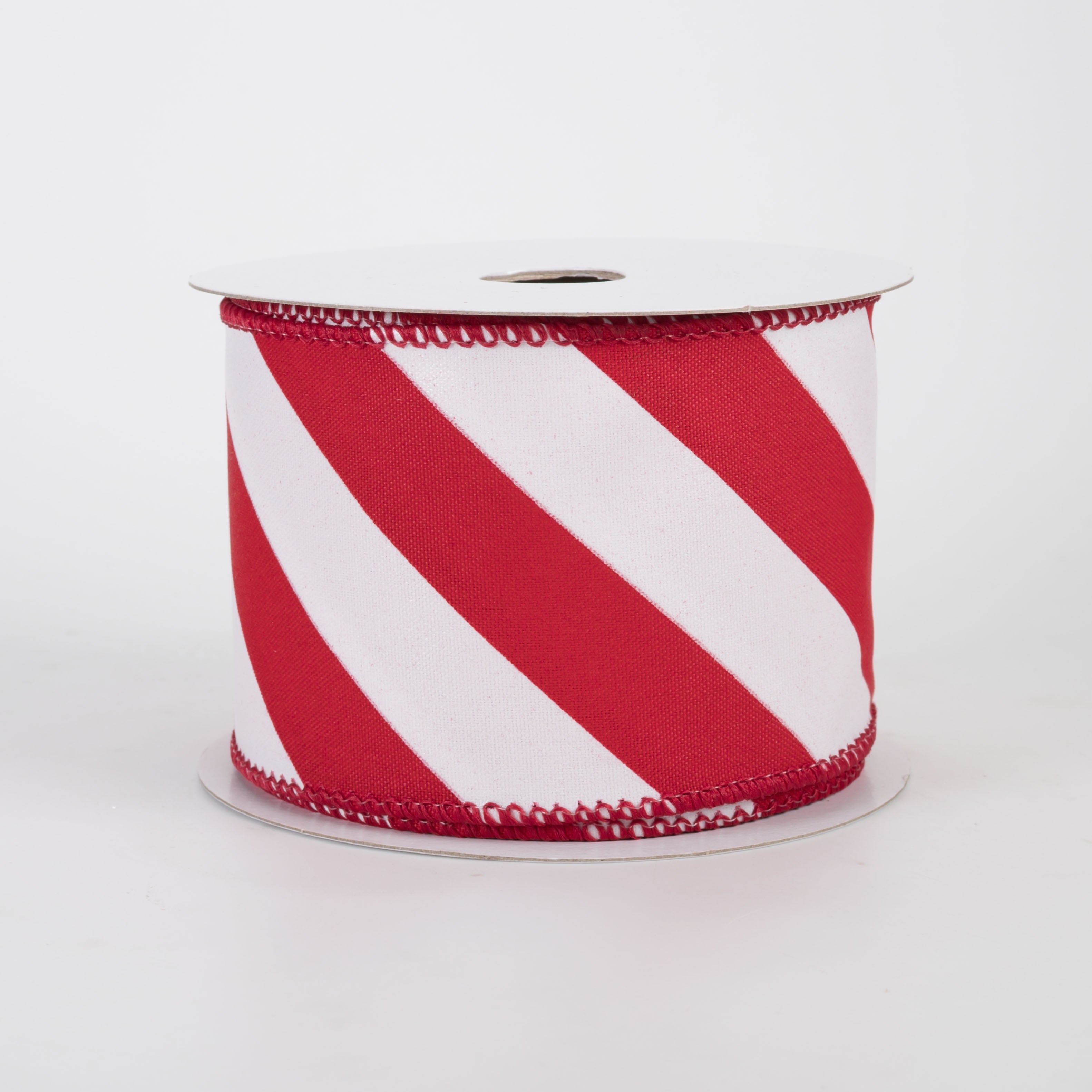 2.5" Big Candy Cane Stripe Satin Ribbon: Red & White (10 Yards)