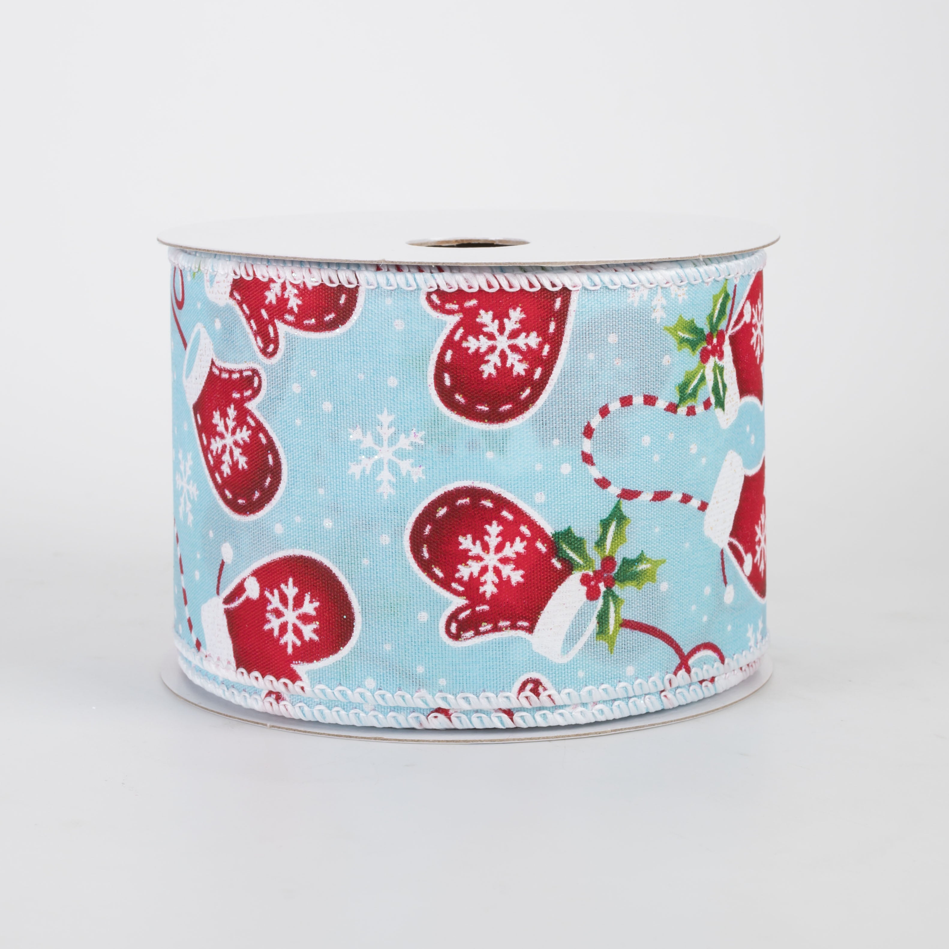 2.5" Snowflakes & Mittens Satin Ribbon: Blue (10 Yards)