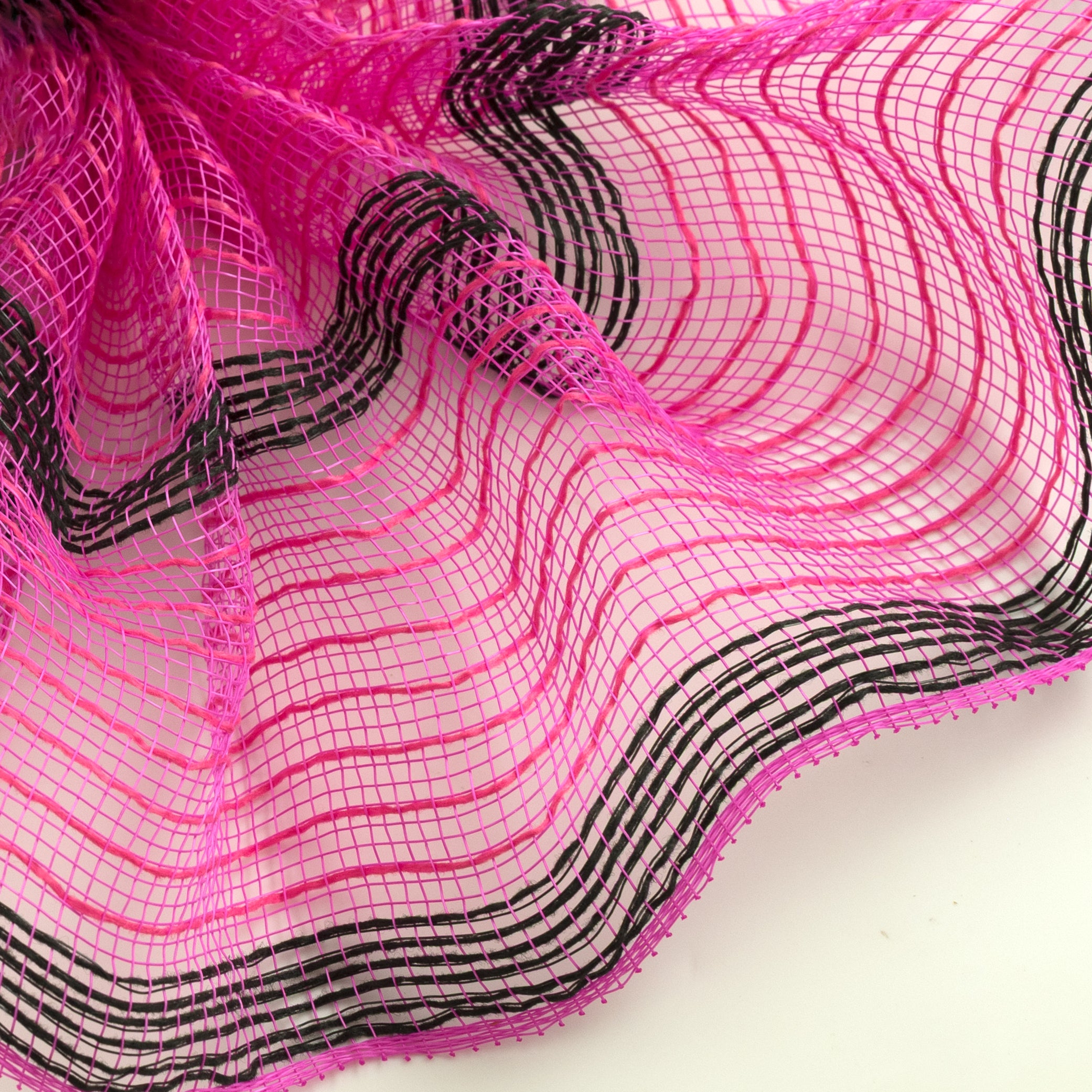 10" Faux Jute Stripe Mesh: Hot Pink & Black