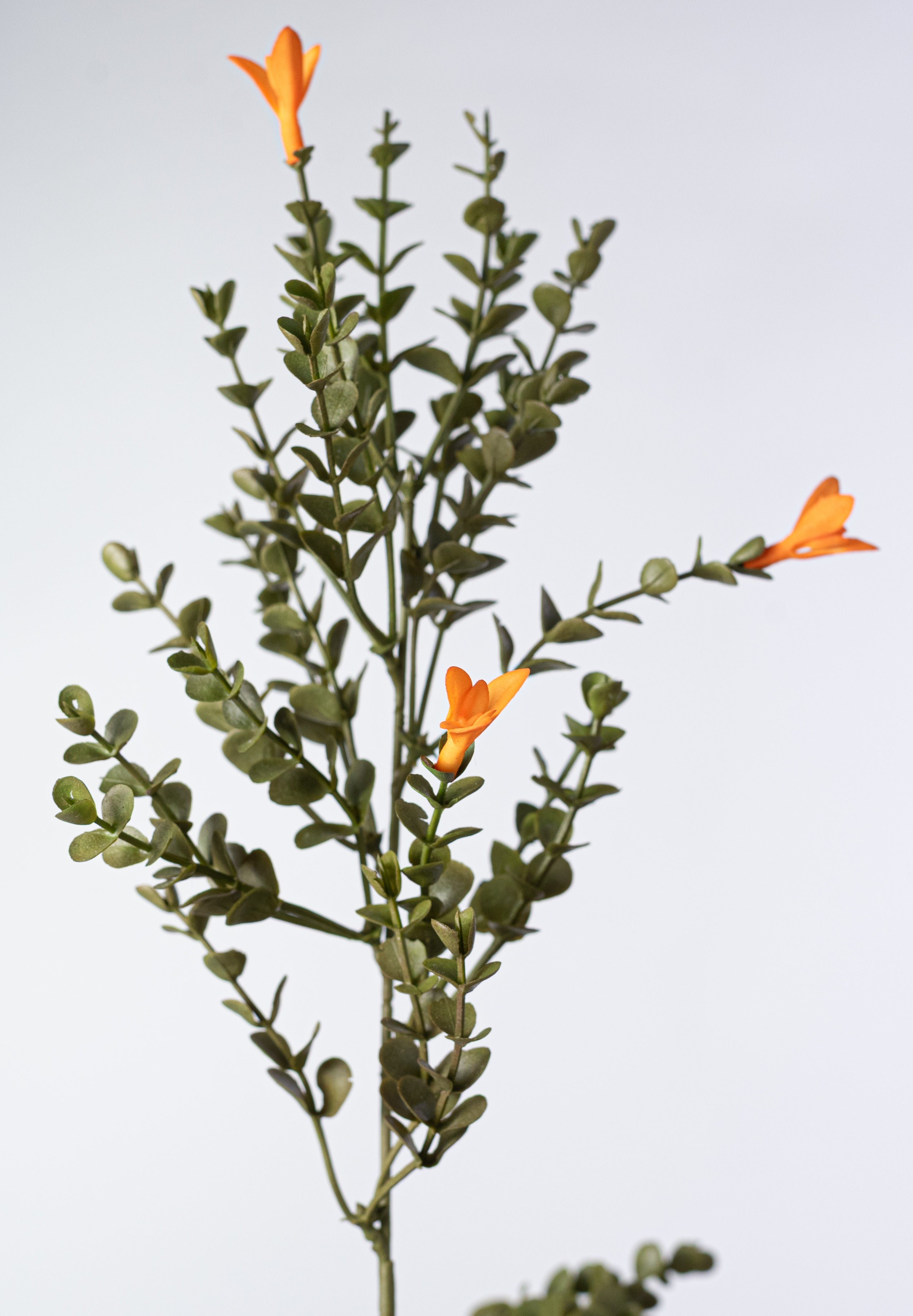 19" Mini Plastic Eucalyptus & Flowers Bush: Orange