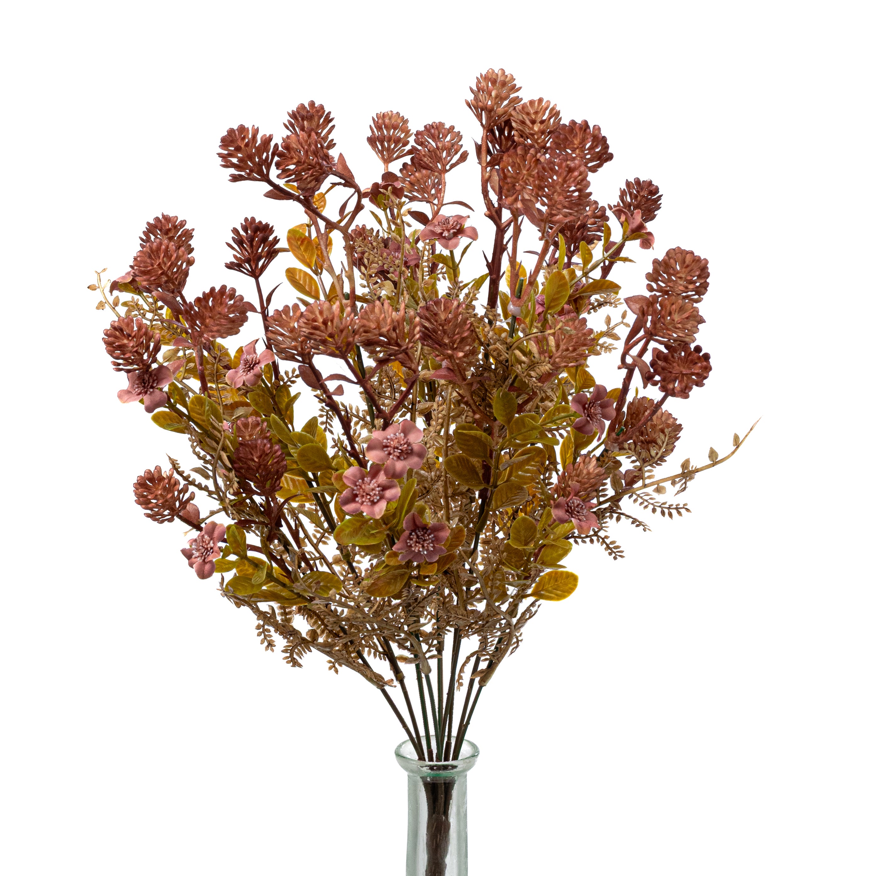 18" Mixed Plastic Amaranth & Leaves Bush: Mauve