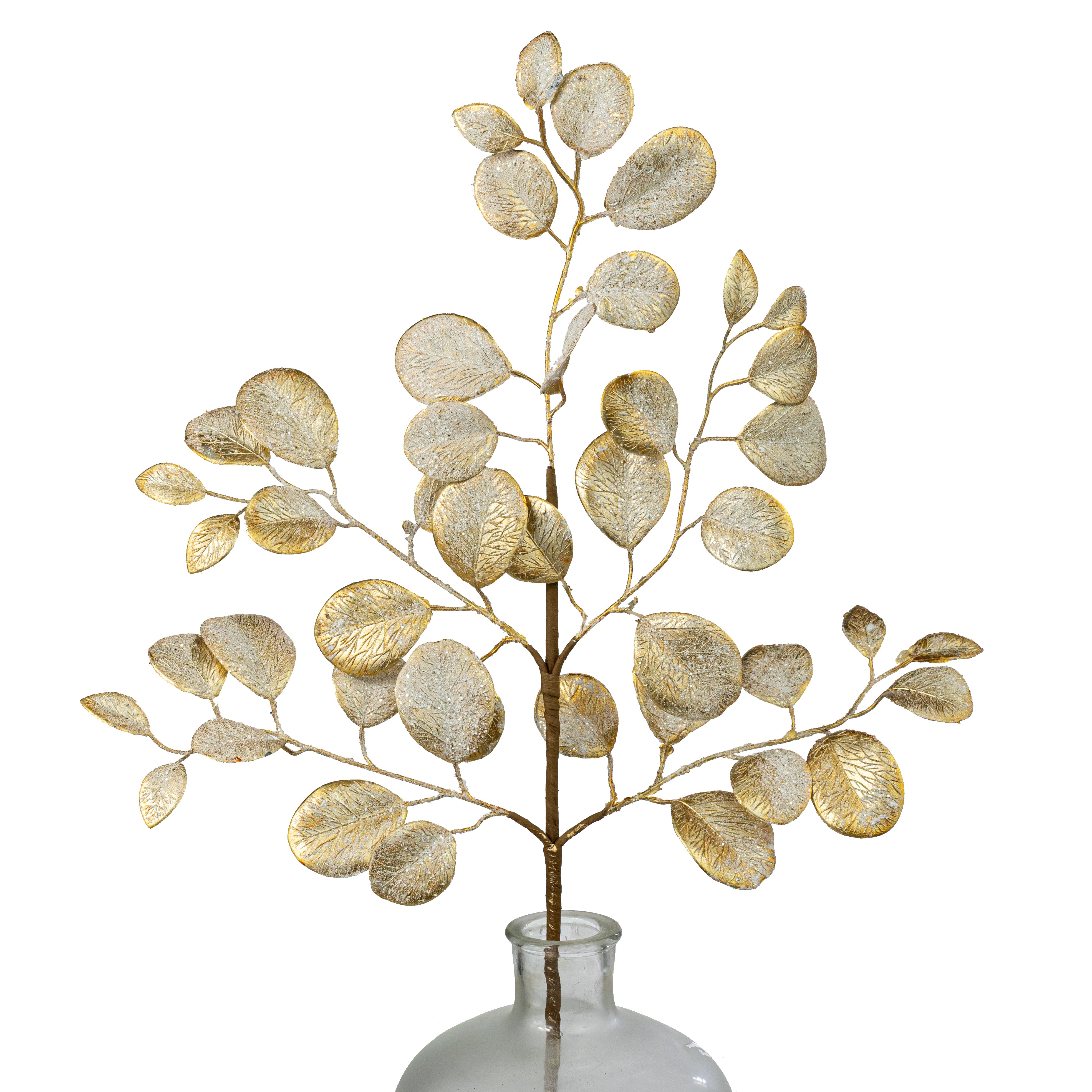 29" Frosted Eucalyptus Spray: Gold