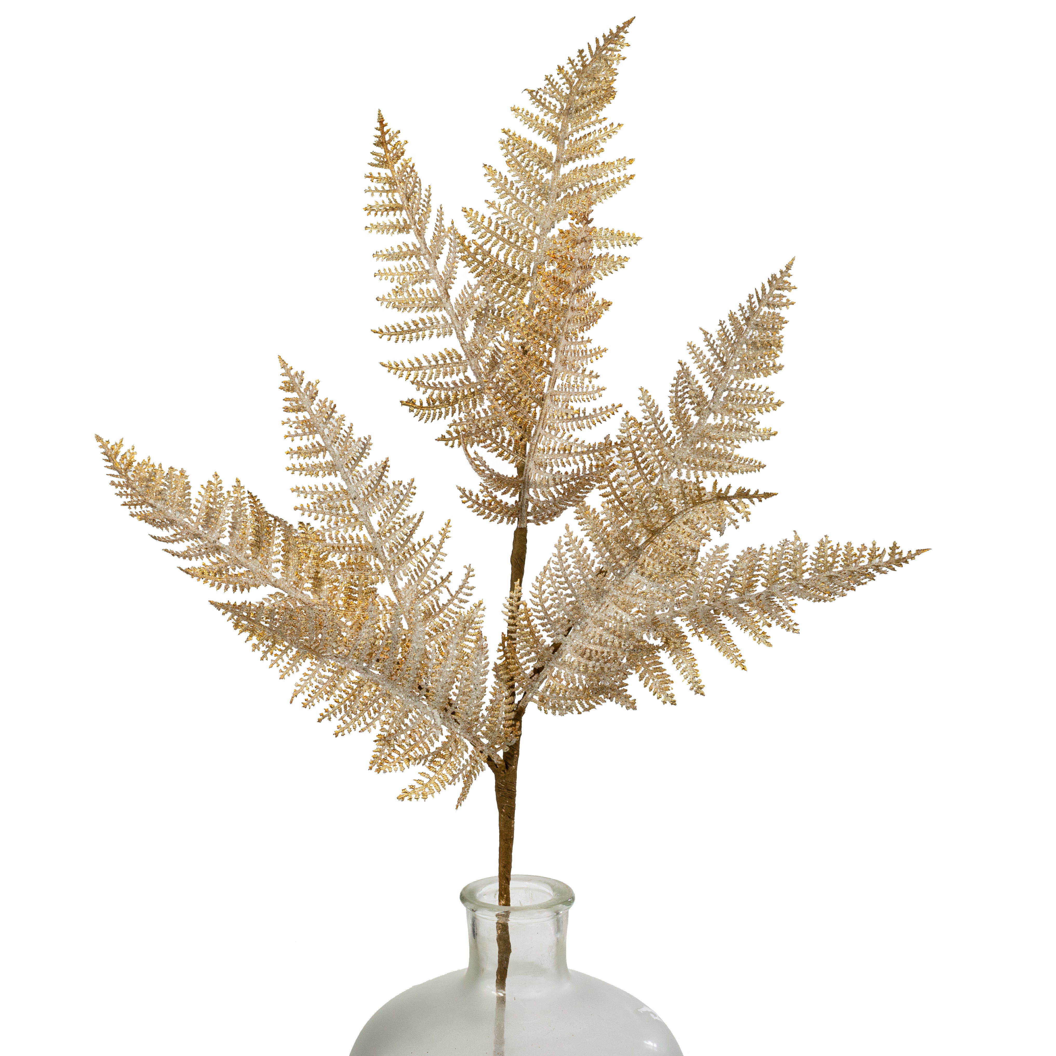 29" Frosted Fern Spray: Gold