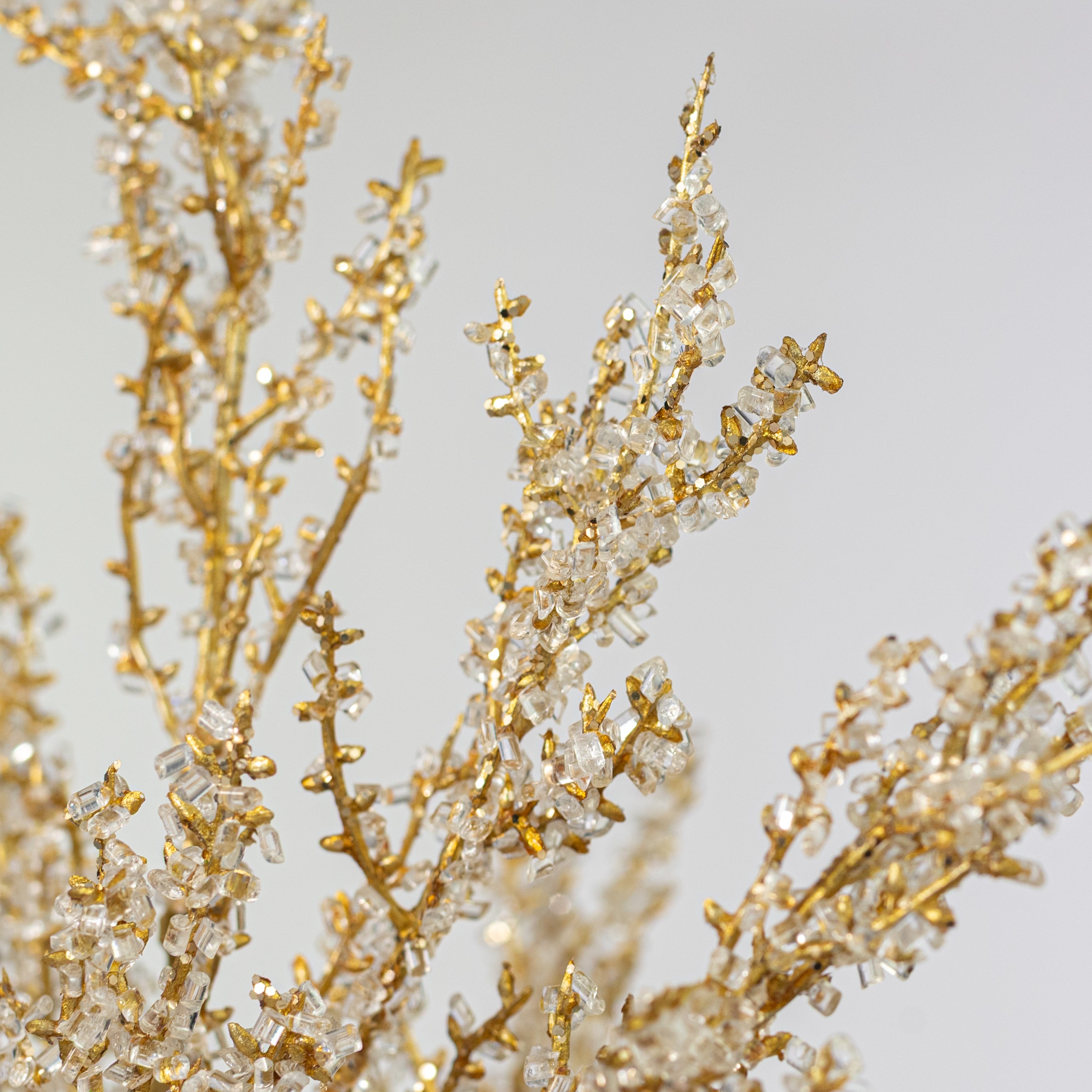 30" Iced Bead Twig Spray: Gold & Clear