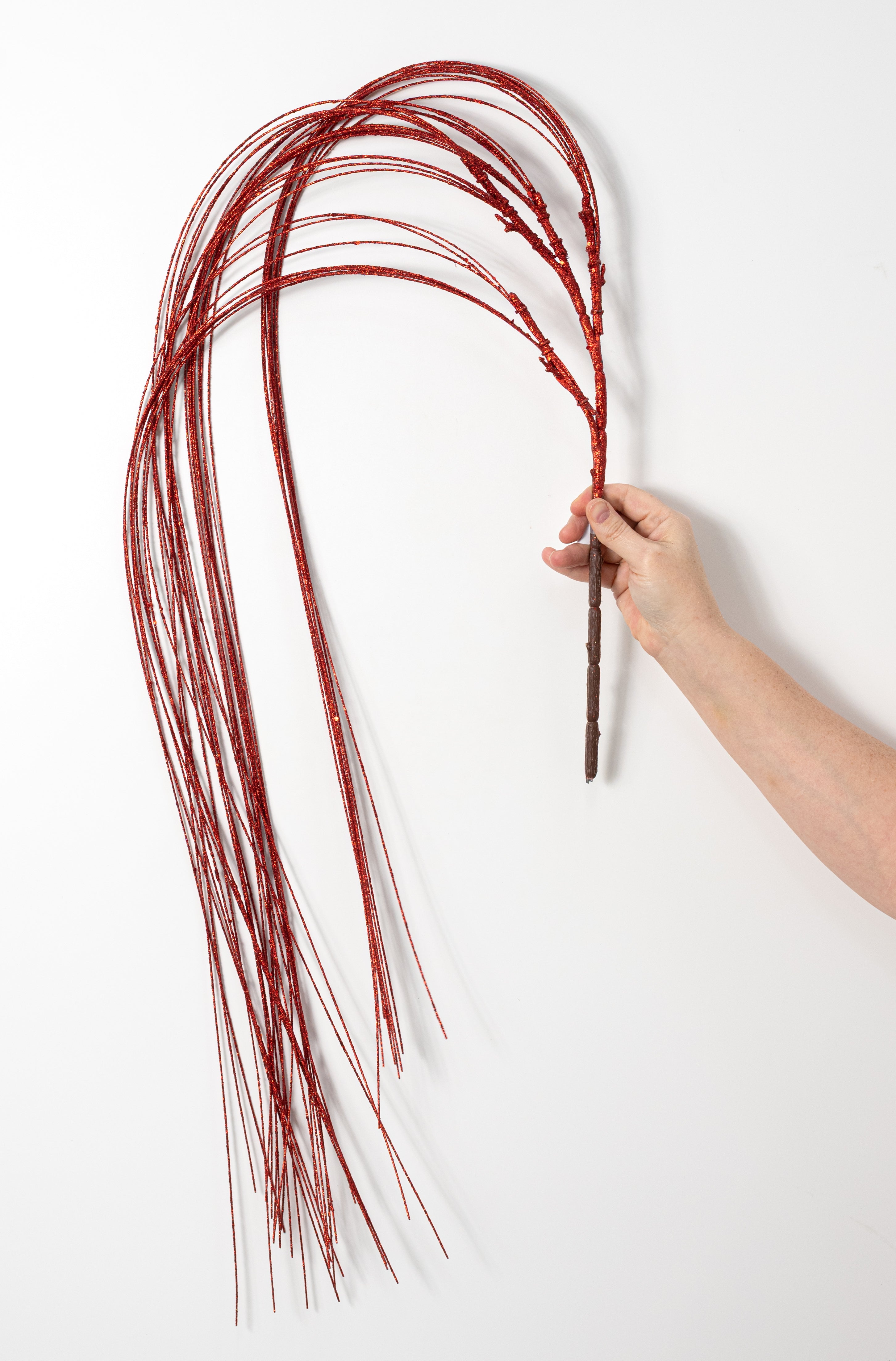 55" Glitter Fishline Hanging Spray: Red