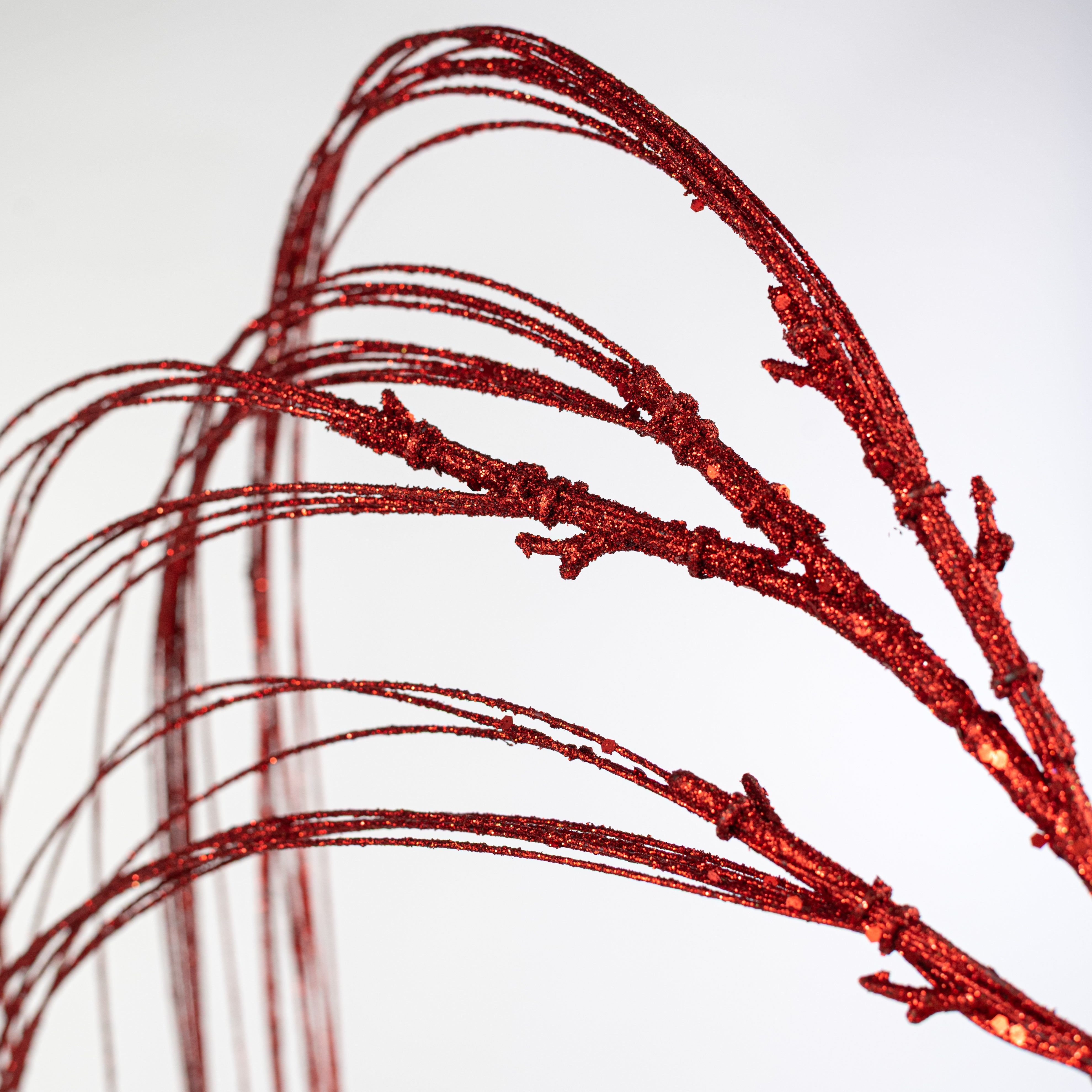 55" Glitter Fishline Hanging Spray: Red