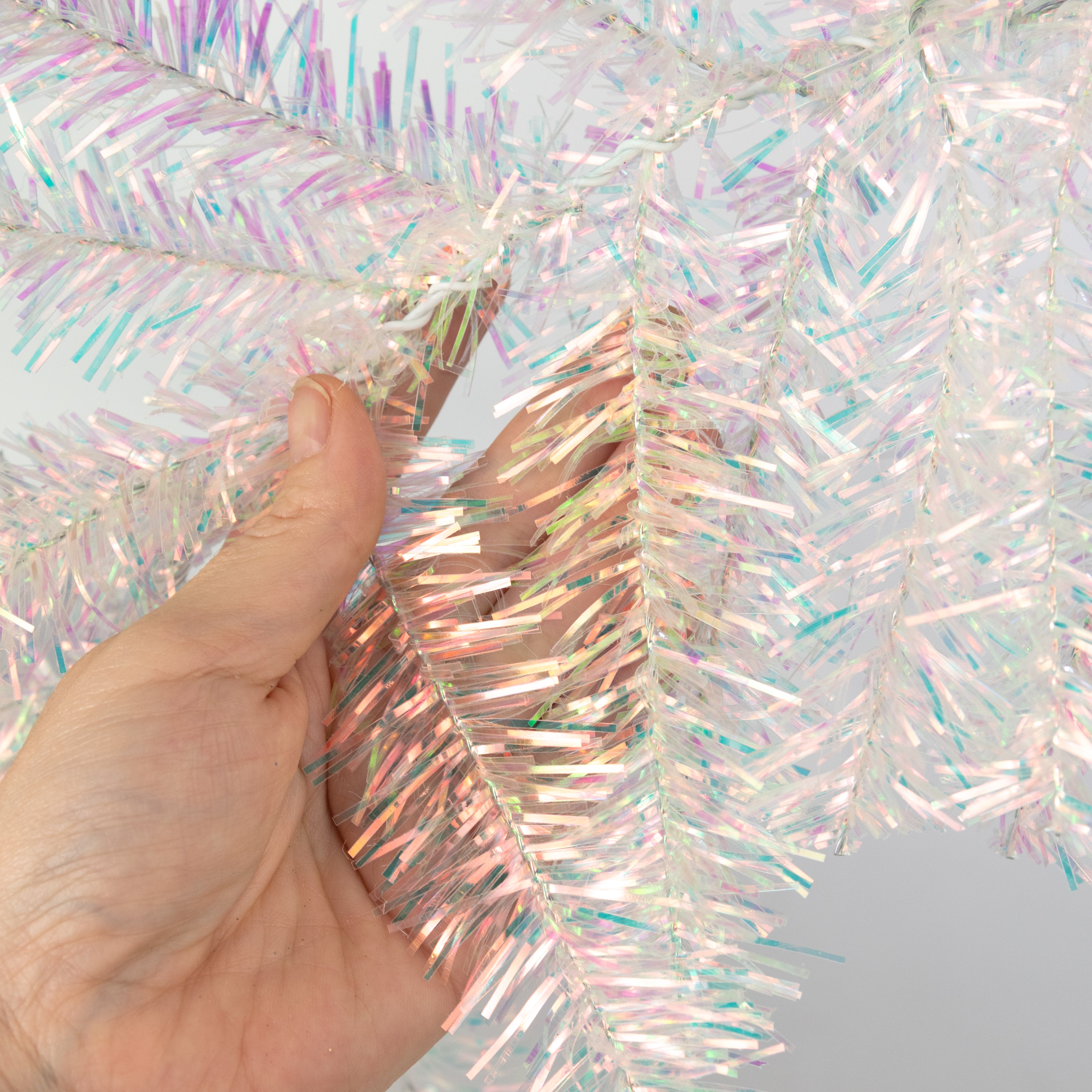6' Pine Garland: Iridescent Clear (96 Tips)