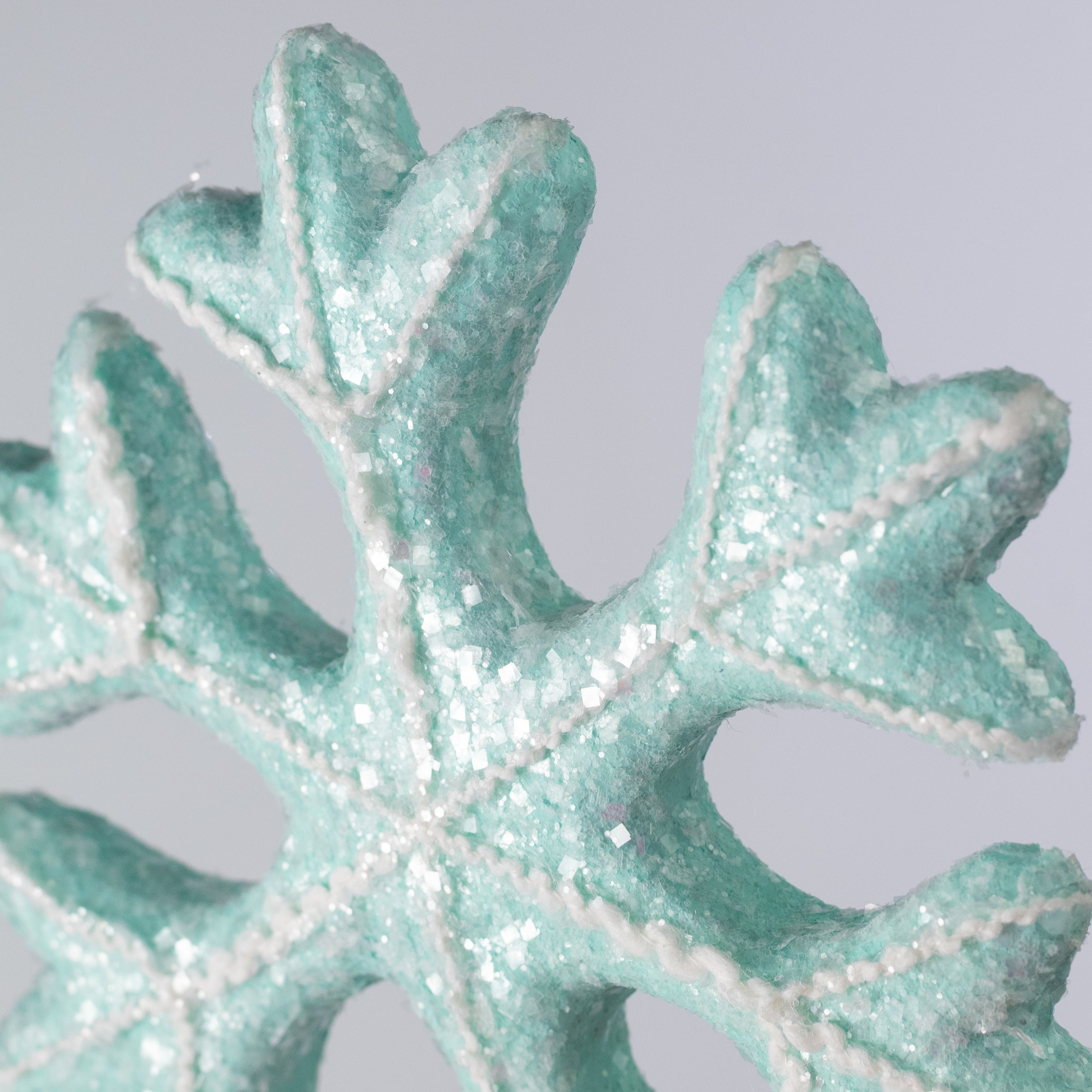6.5" Iced Snowflake Ornament: Mint Blue