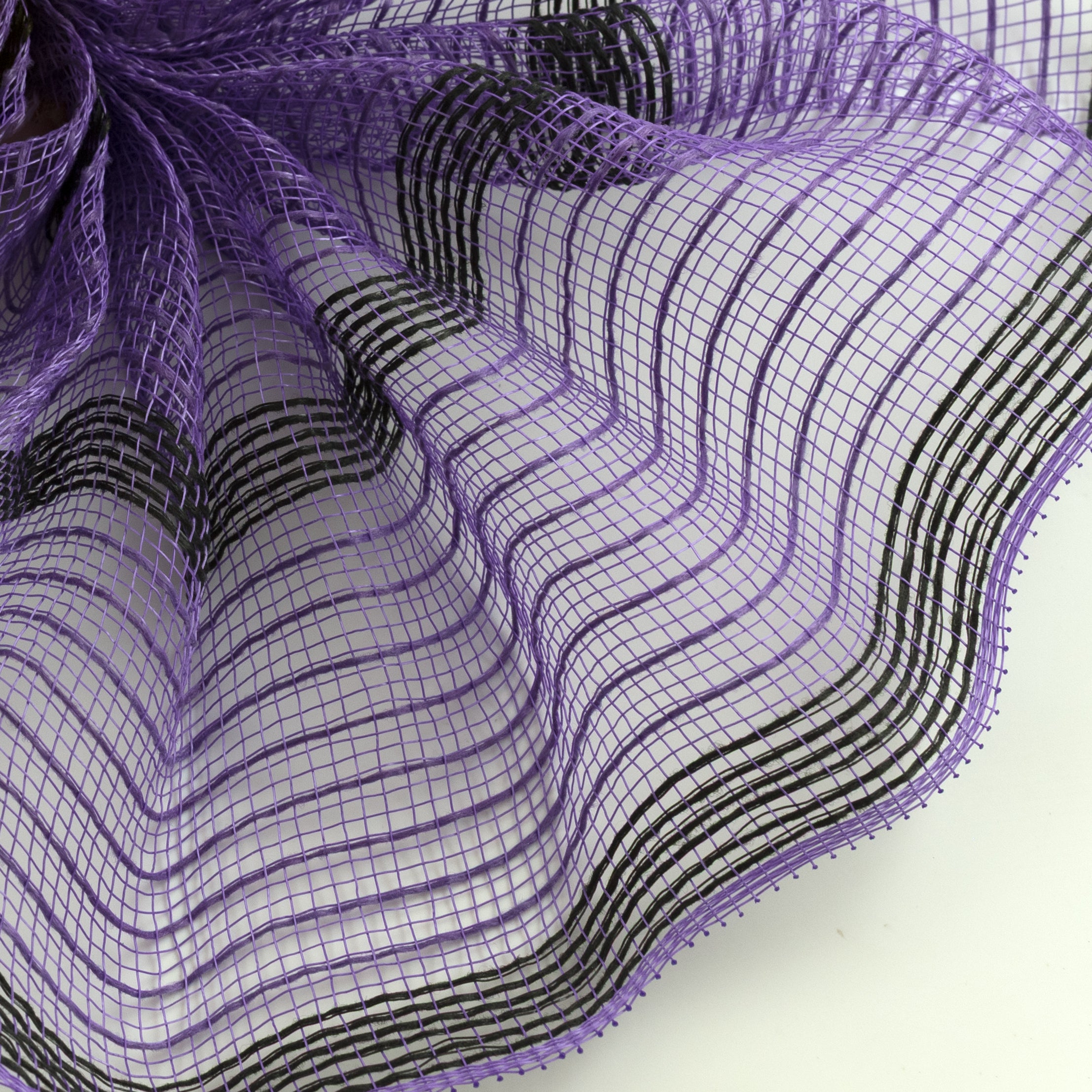 10" Faux Jute Stripe Mesh: Purple & Black