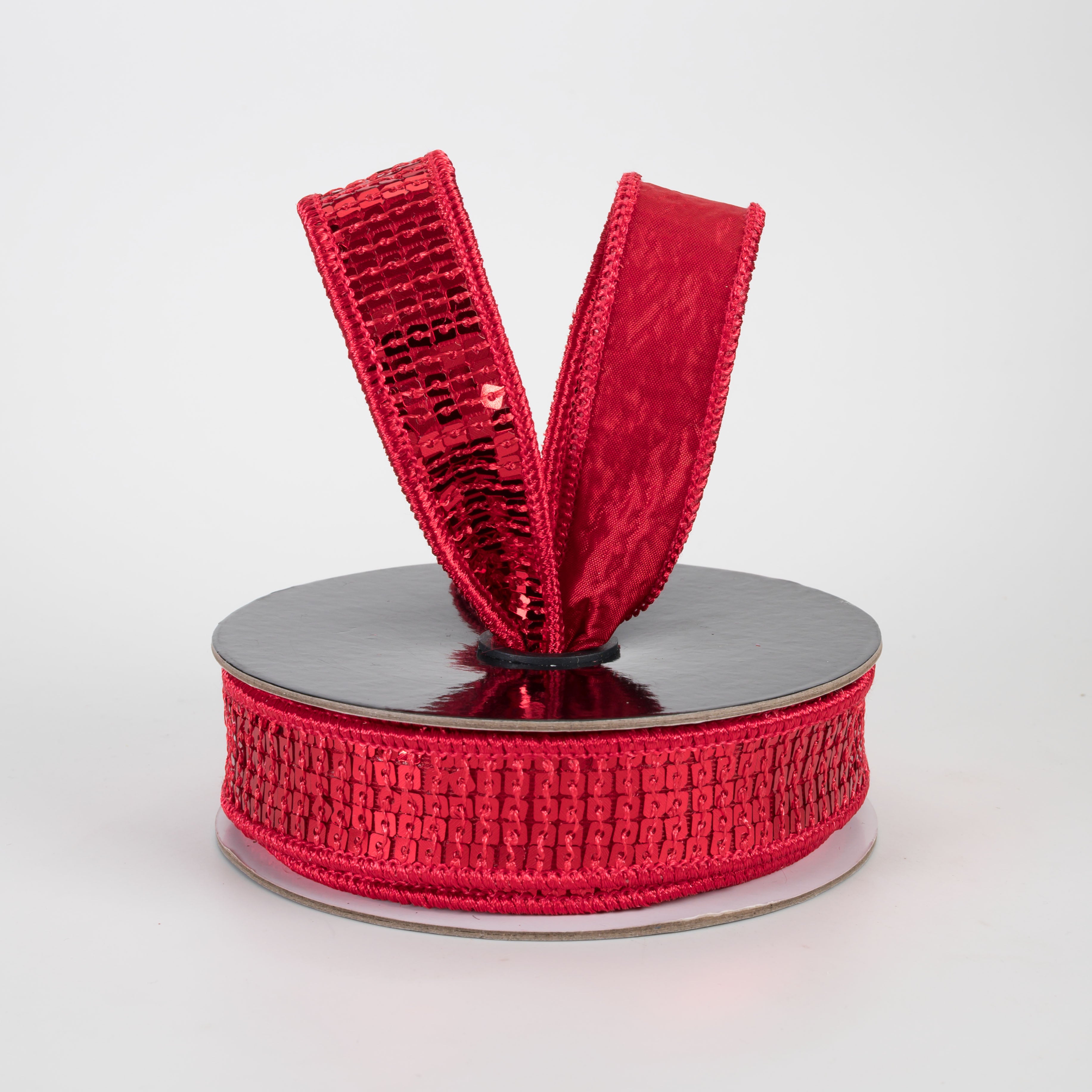 1" Disco Ball Sequin Ribbon: Red (10 Yards)