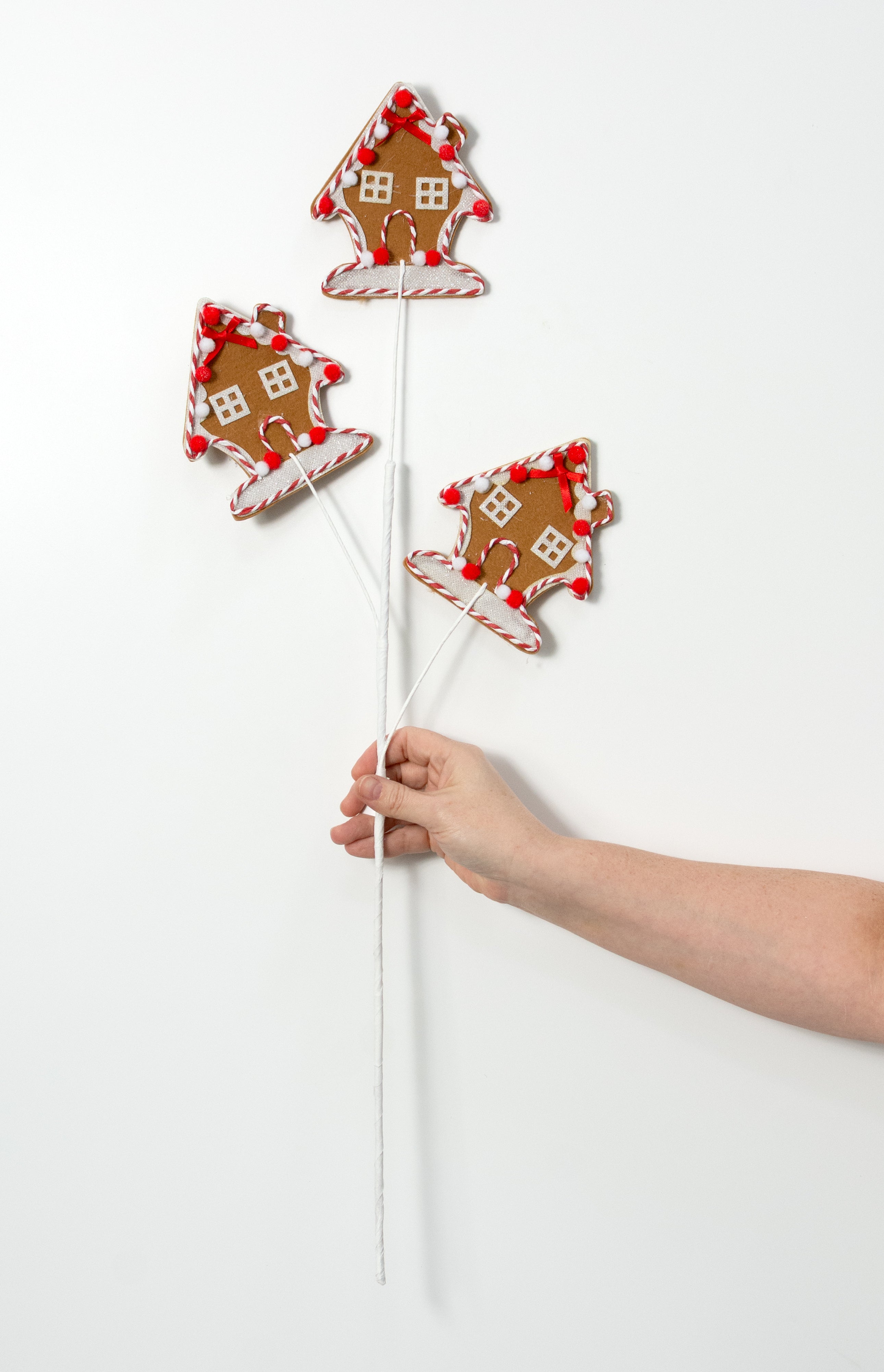 29" Gingerbread Pom-Pom Houses Spray