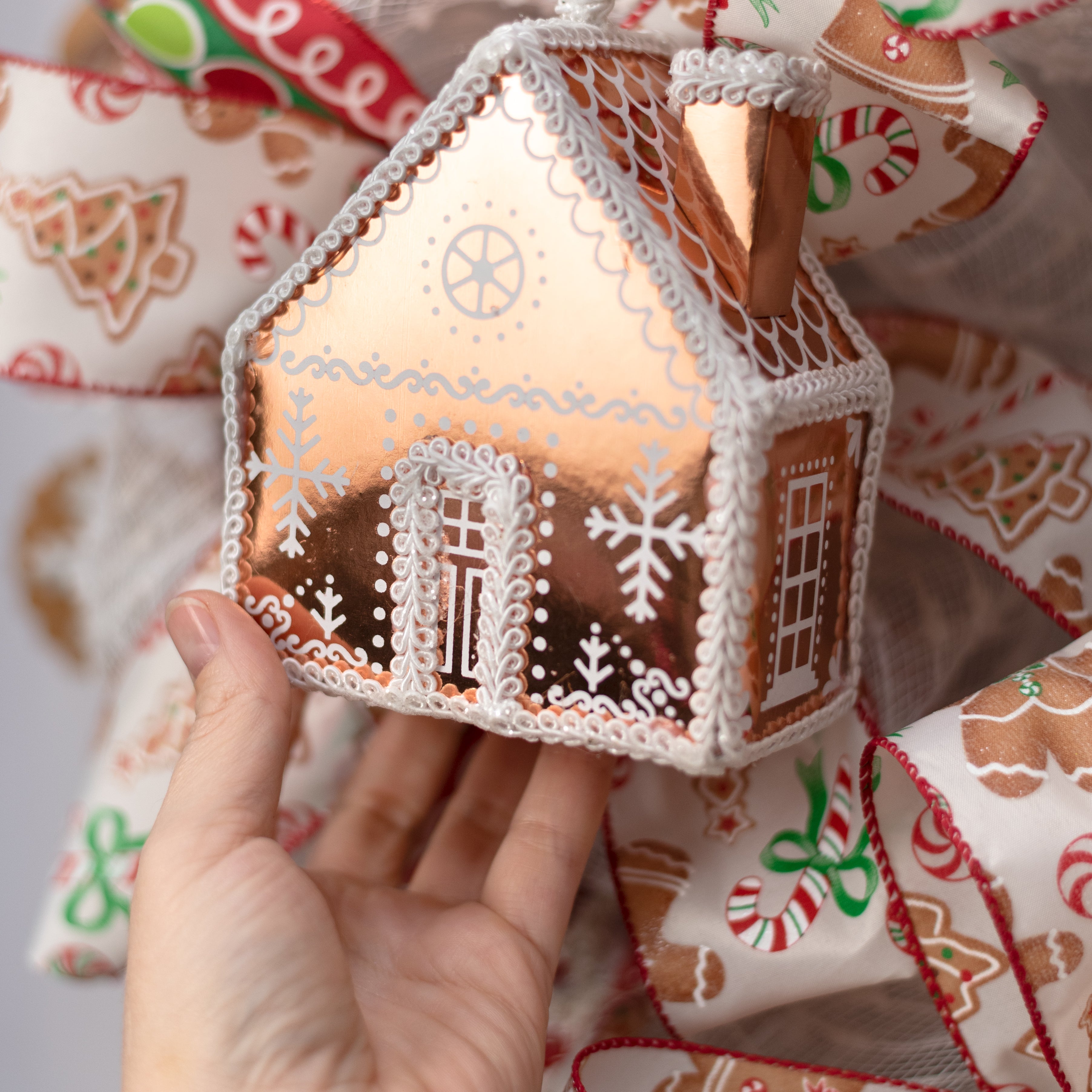 5" Metallic Gingerbread House Ornament