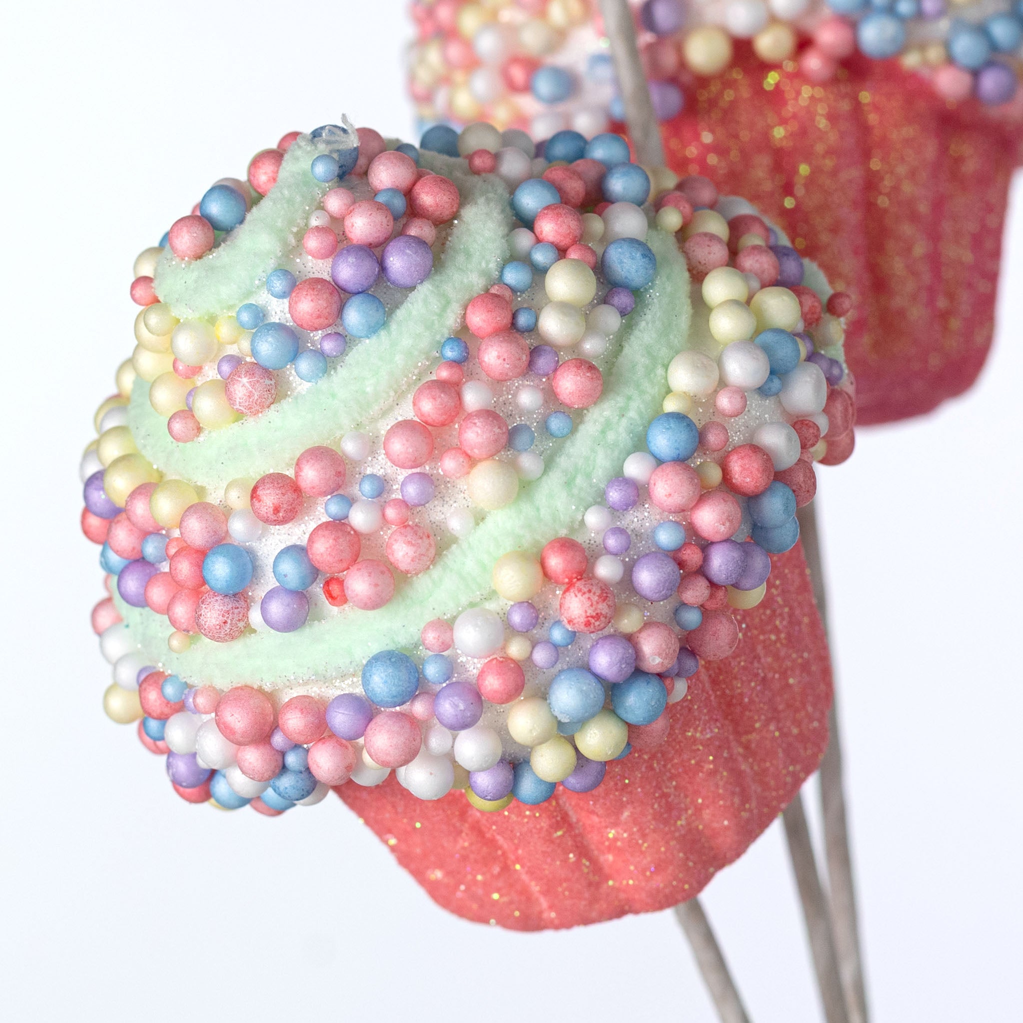 21" Pastel Sprinkle Cupcake Spray: Glitter Pink