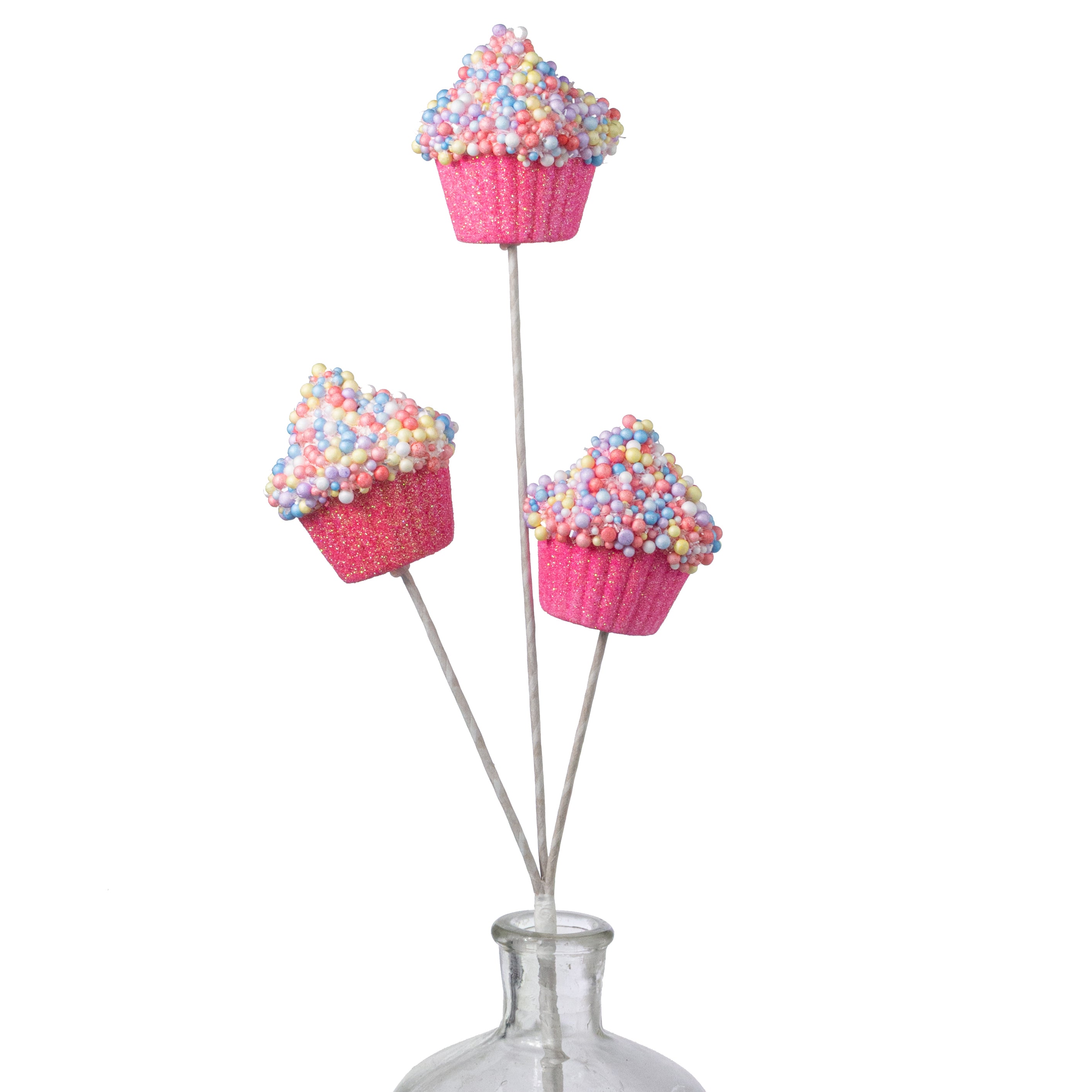 21" Pastel Sprinkle Half Cupcakes Spray: Glitter Pink