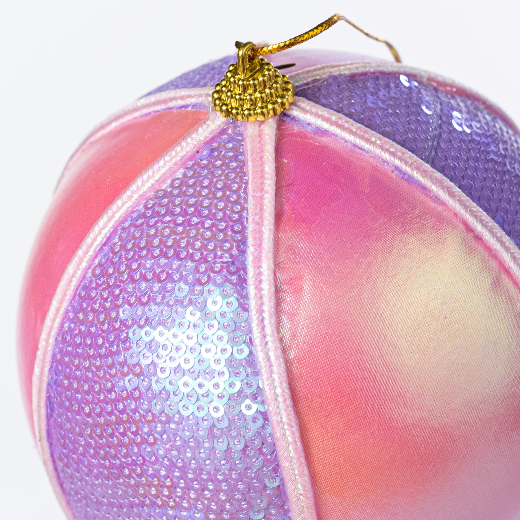 5" Sequins & Gloss Iridescent Ornament: Pink & Lavender