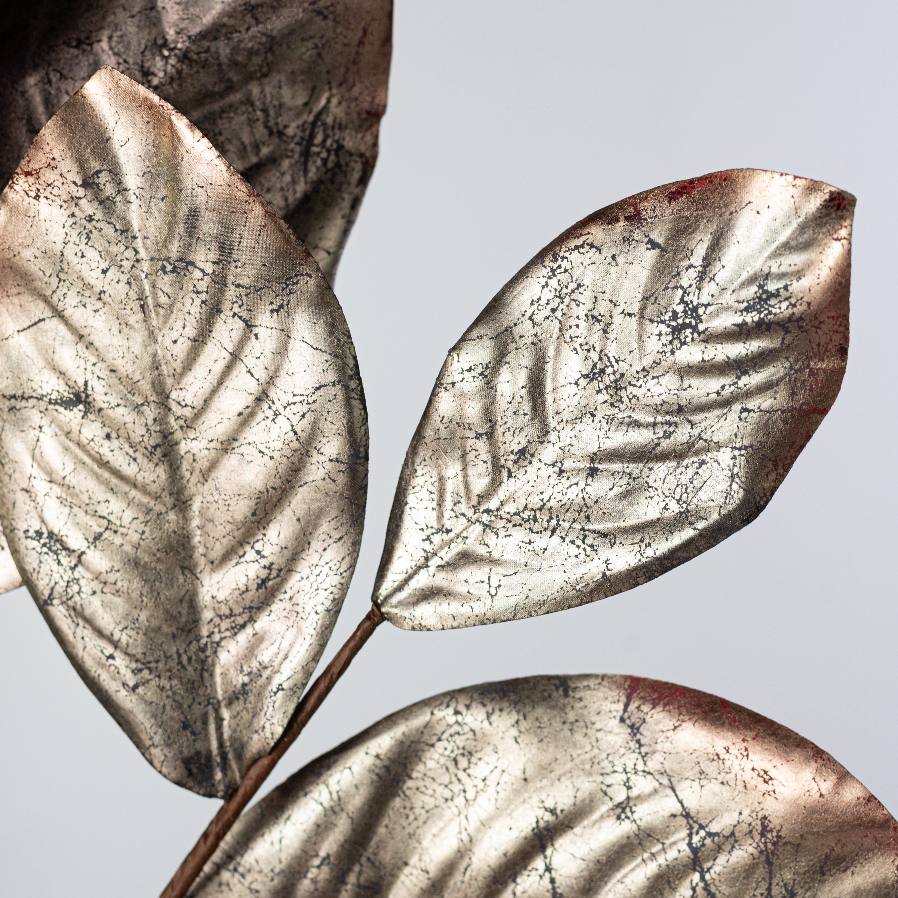 37" Metallic Magnolia Leaf Branch: Champagne Gold