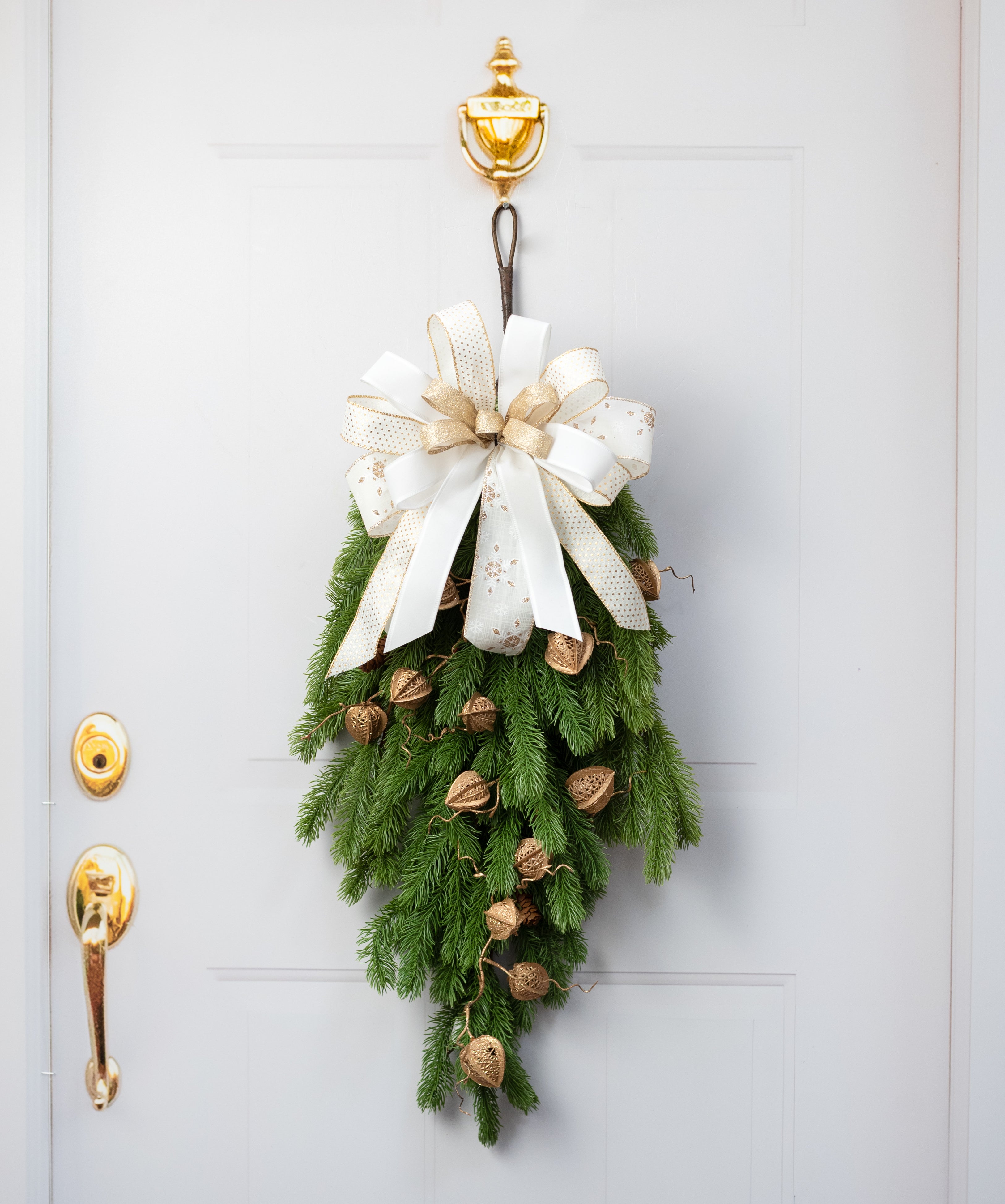 37" Glittered Chinese Lantern Garland: Metallic Gold