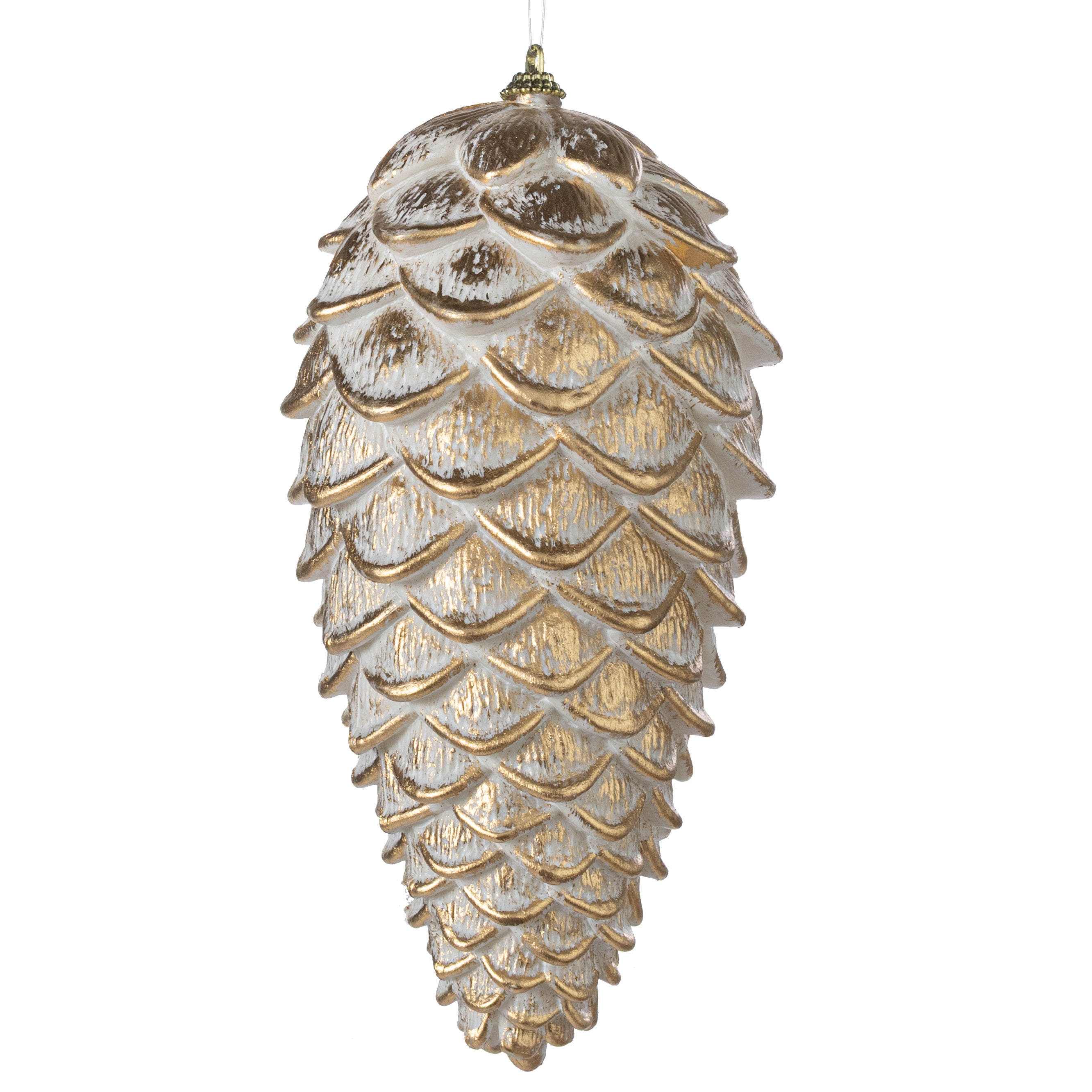 9" Pinecone Plastic Ornament: Champagne Gold