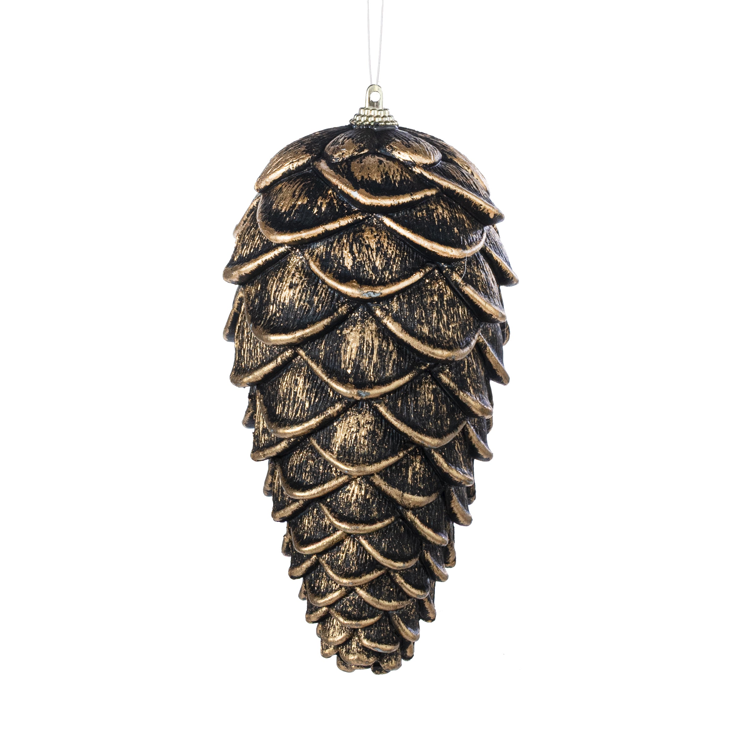 7" Pinecone Plastic Ornament: Antique Gold