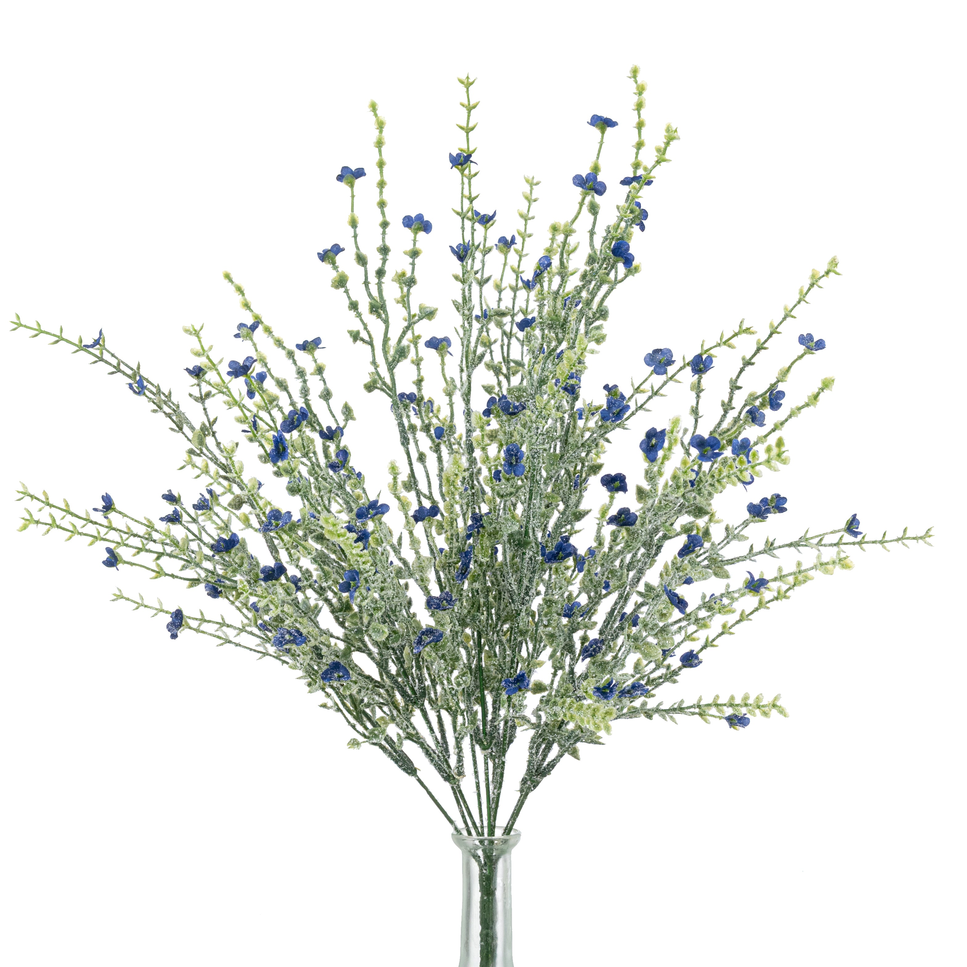 21" Iced Plastic Baby's Breath Bush: Navy Blue