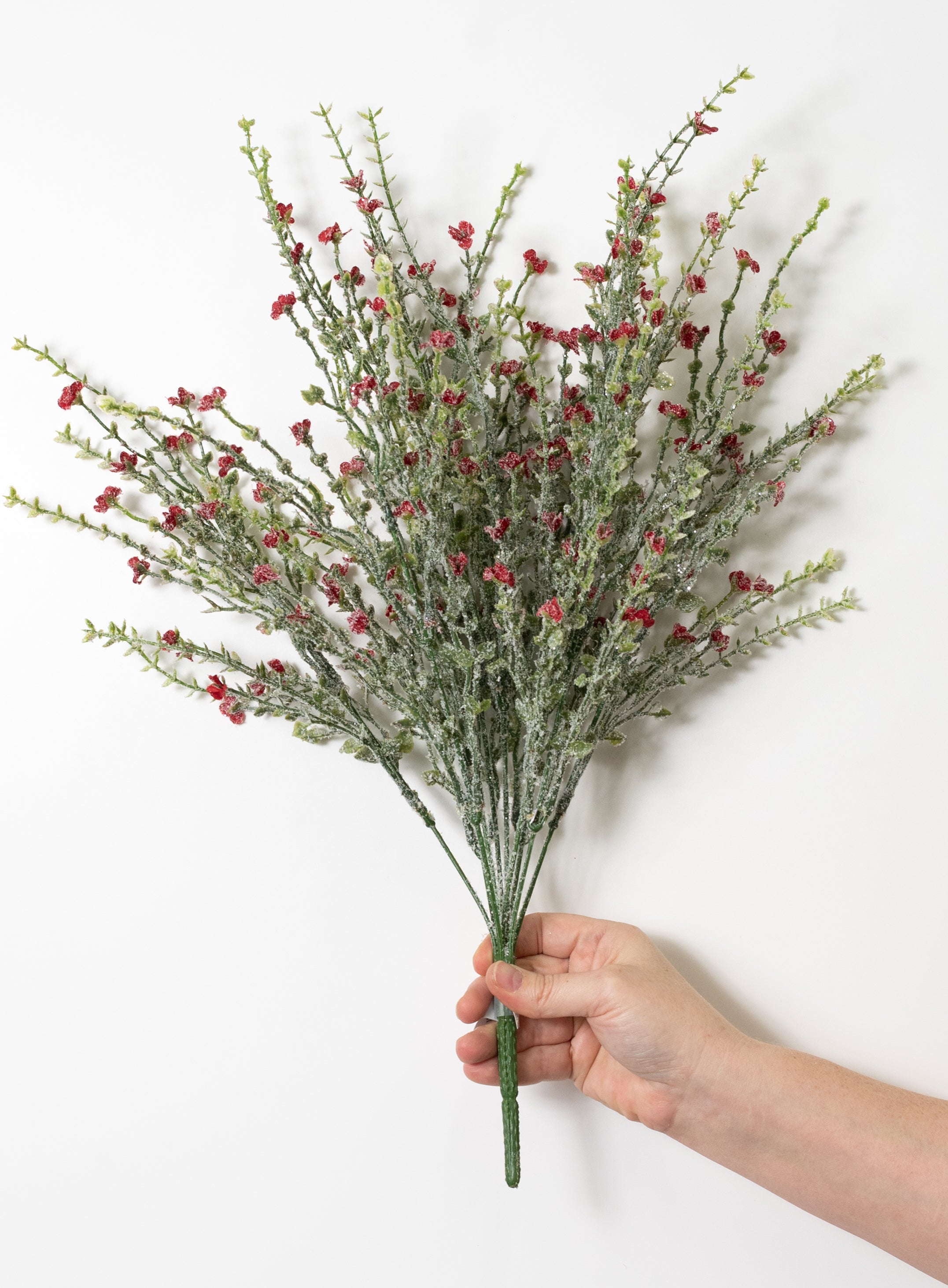 21" Iced Plastic Baby's Breath Bush: Red